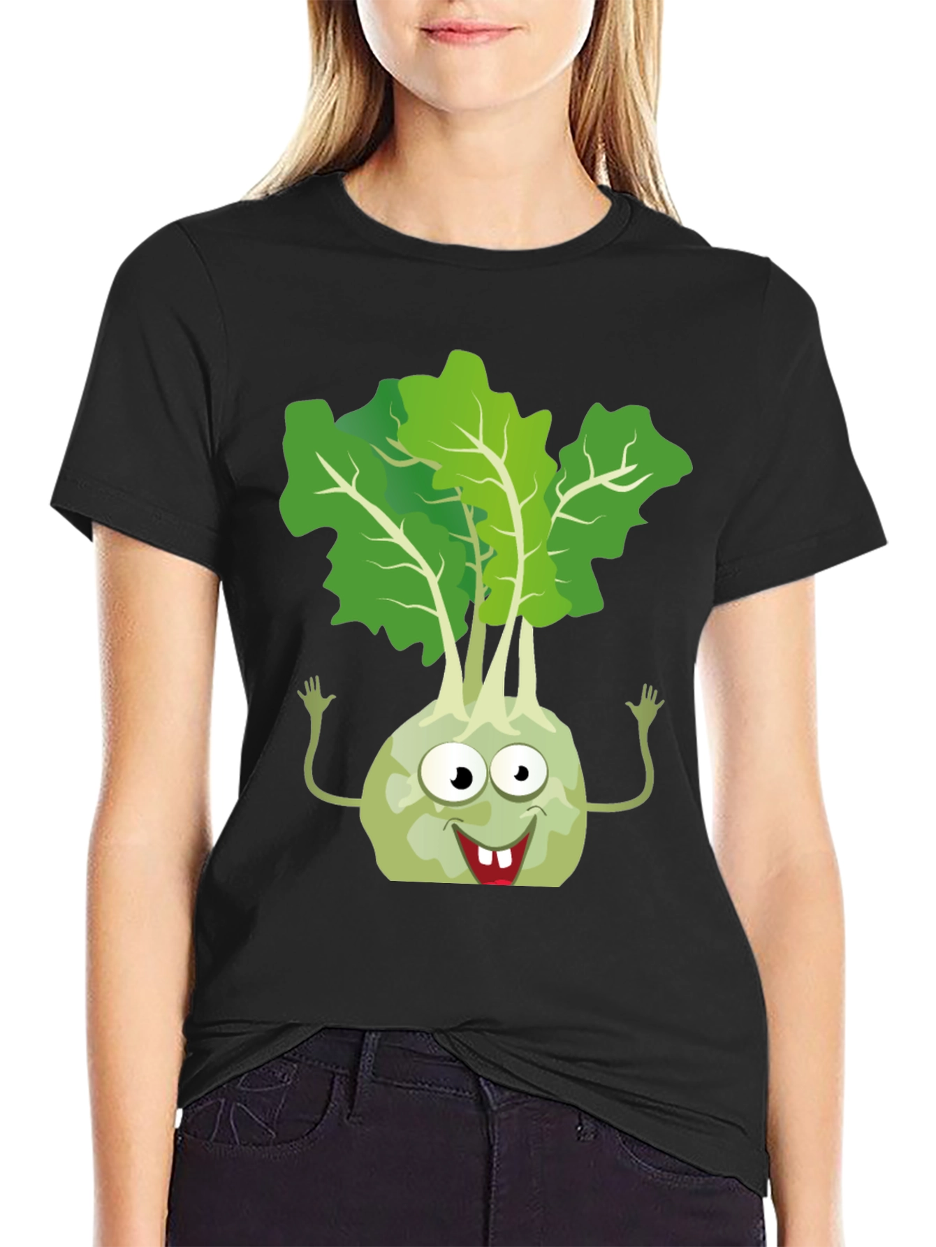 Kohlrabi Cartoon T-Shirt - Fun Vegetable Tee