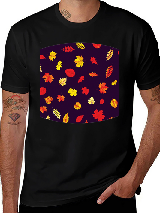 Autumn Leaves Pattern T-Shirt - Stylish Fall Fashion
