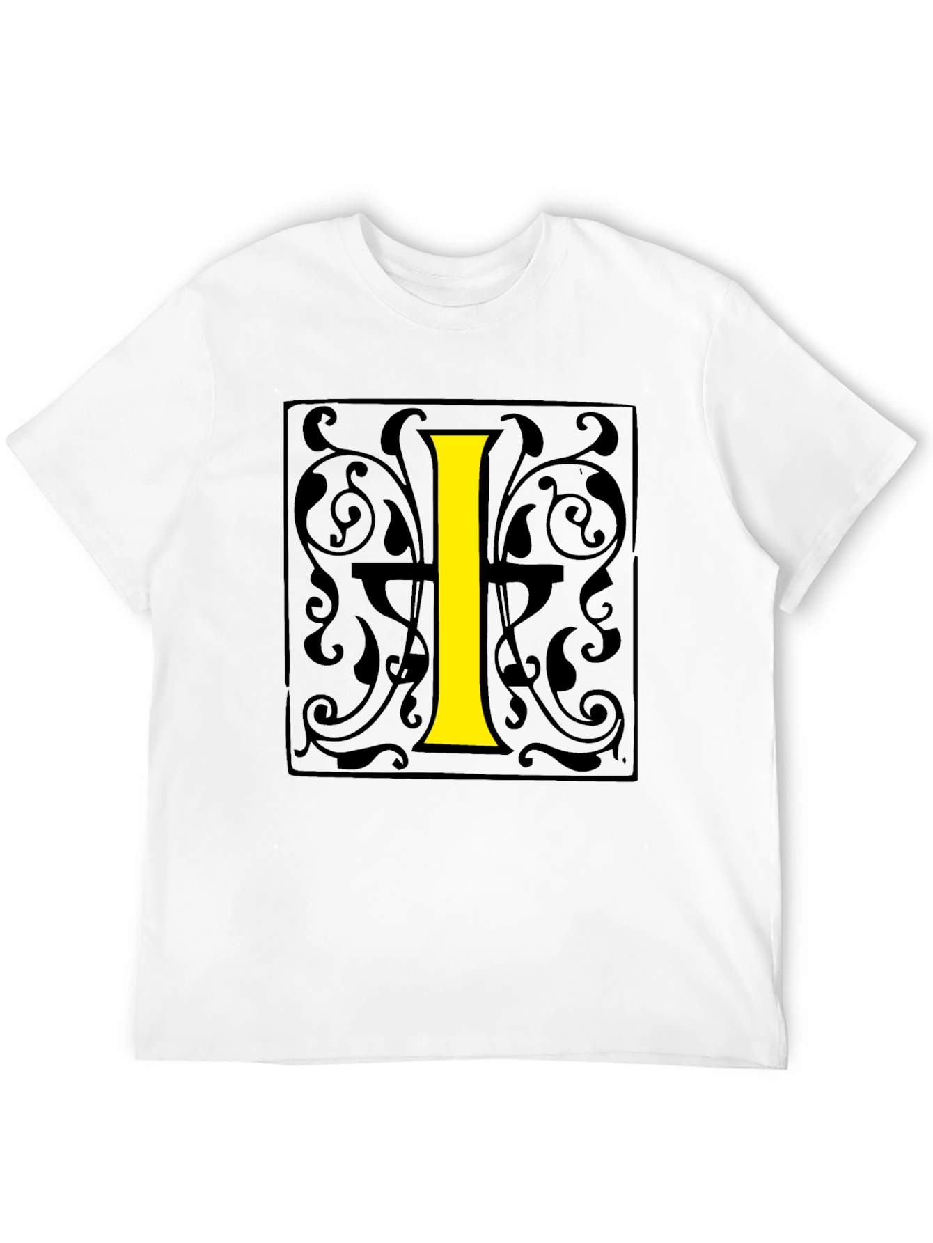 Initial I Graphic Print Black T-Shirt