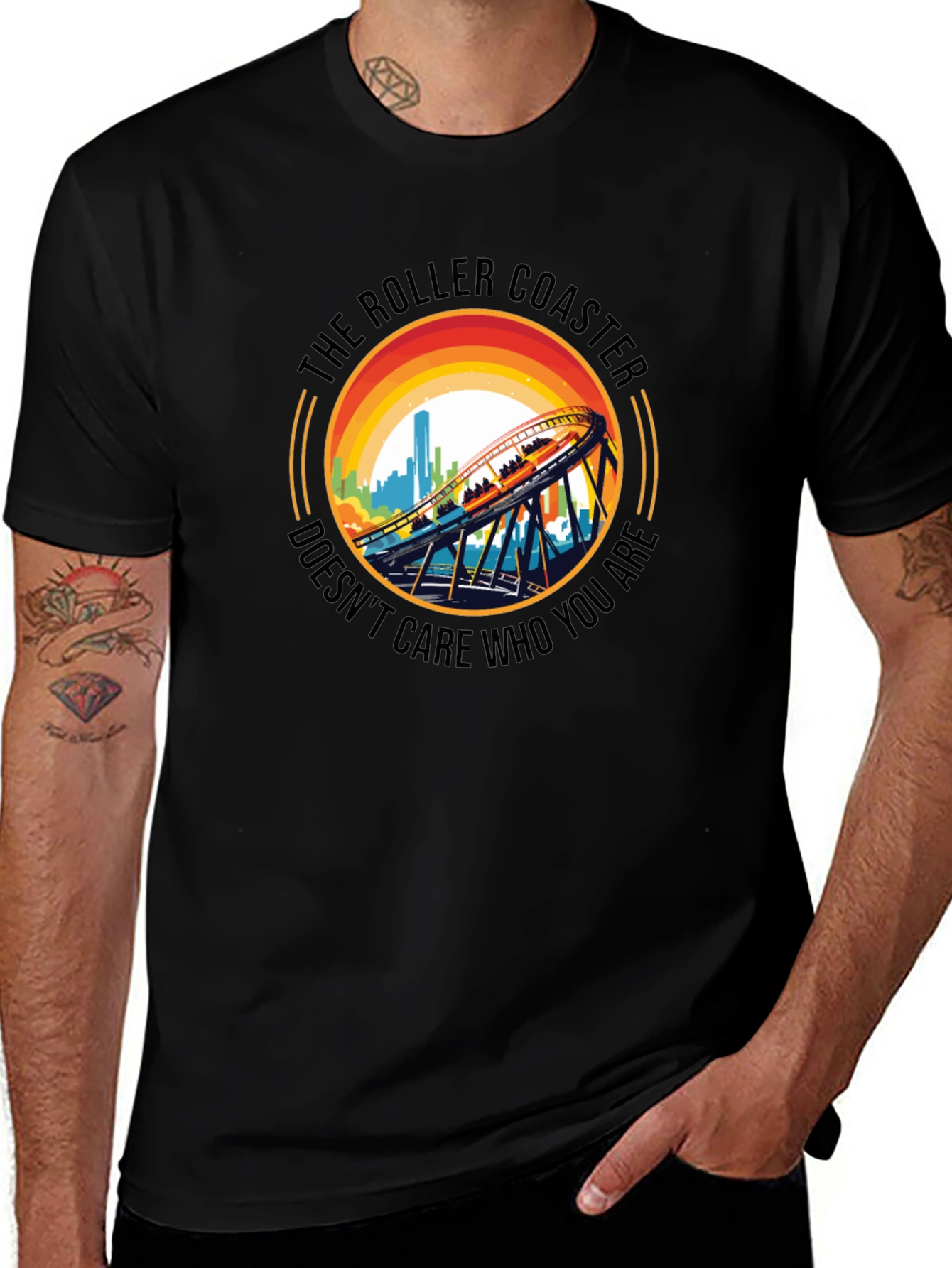 Roller Coaster Graphic Tee - Unisex Black T-Shirt