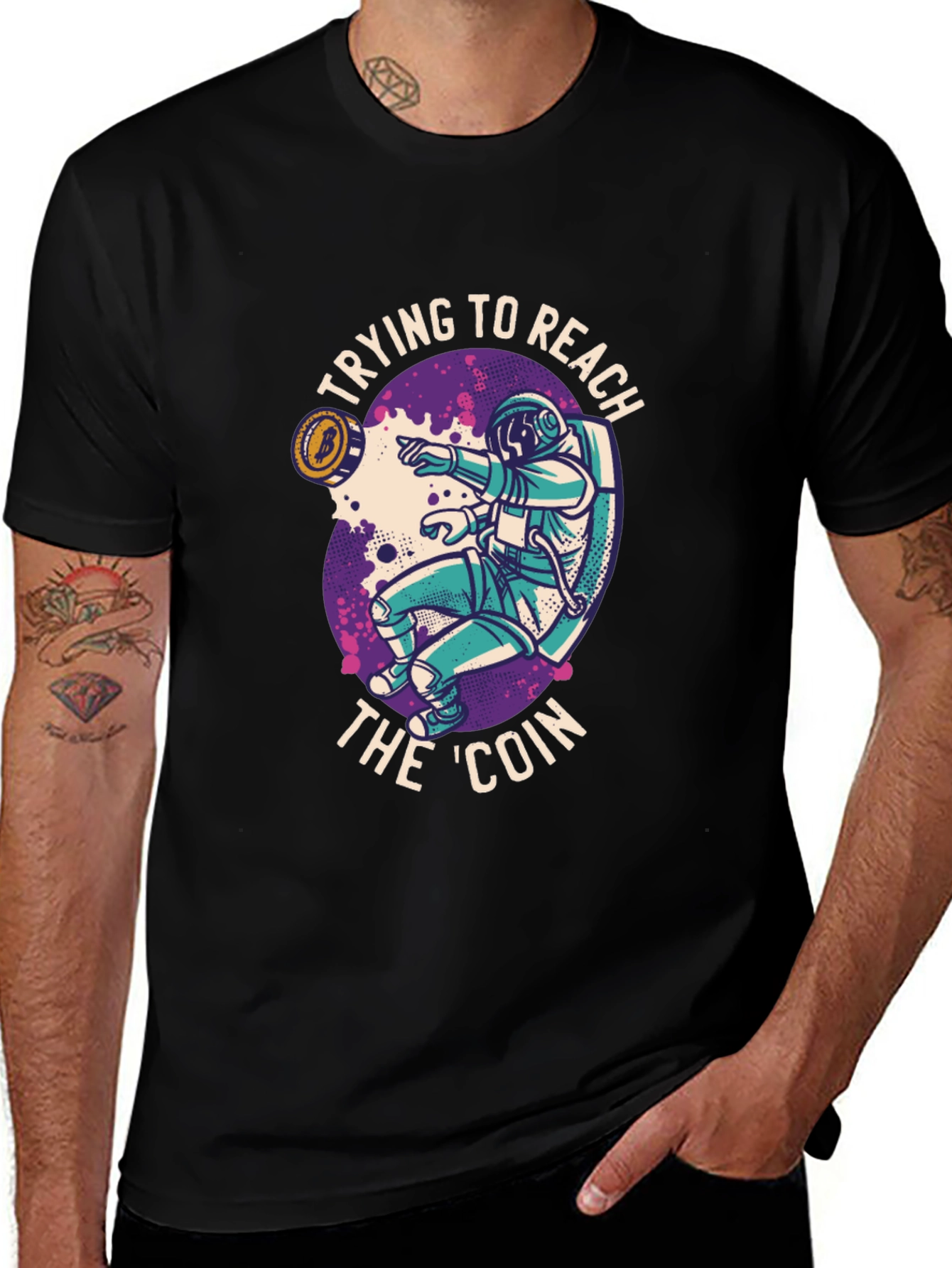 Reach the Coin T-Shirt - Crypto Astronaut Design