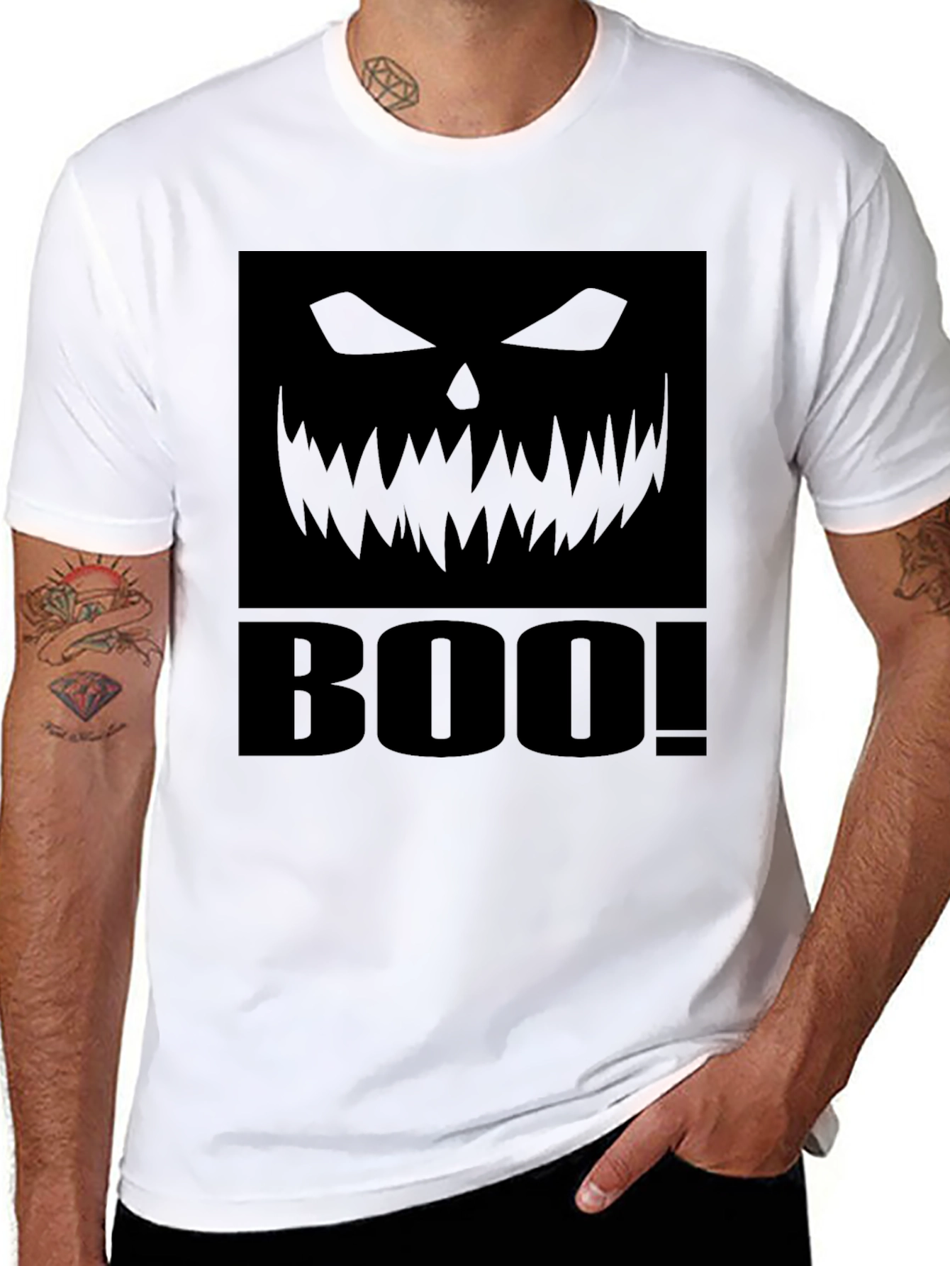 Spooky Boo! Halloween T-Shirt - Mens Black Tee