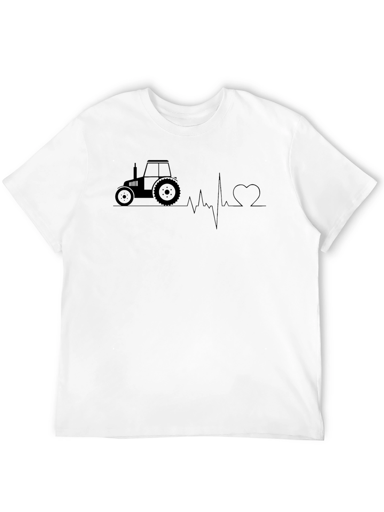 Tractor Heartbeat Graphic Tee - Black Cotton