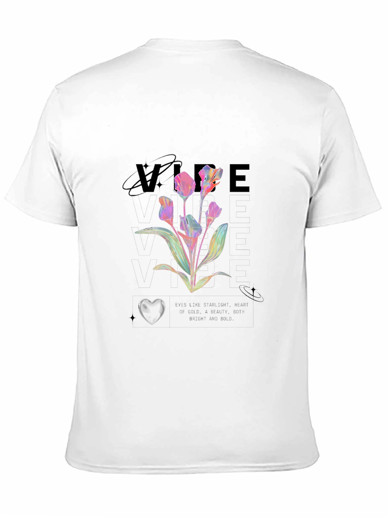 Vibe Floral Graphic Print Black Tee