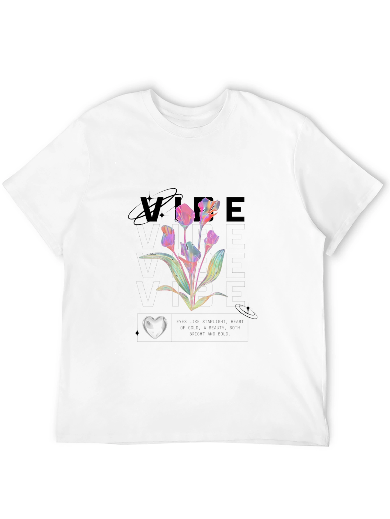 Vibe Floral Graphic Print Black Tee