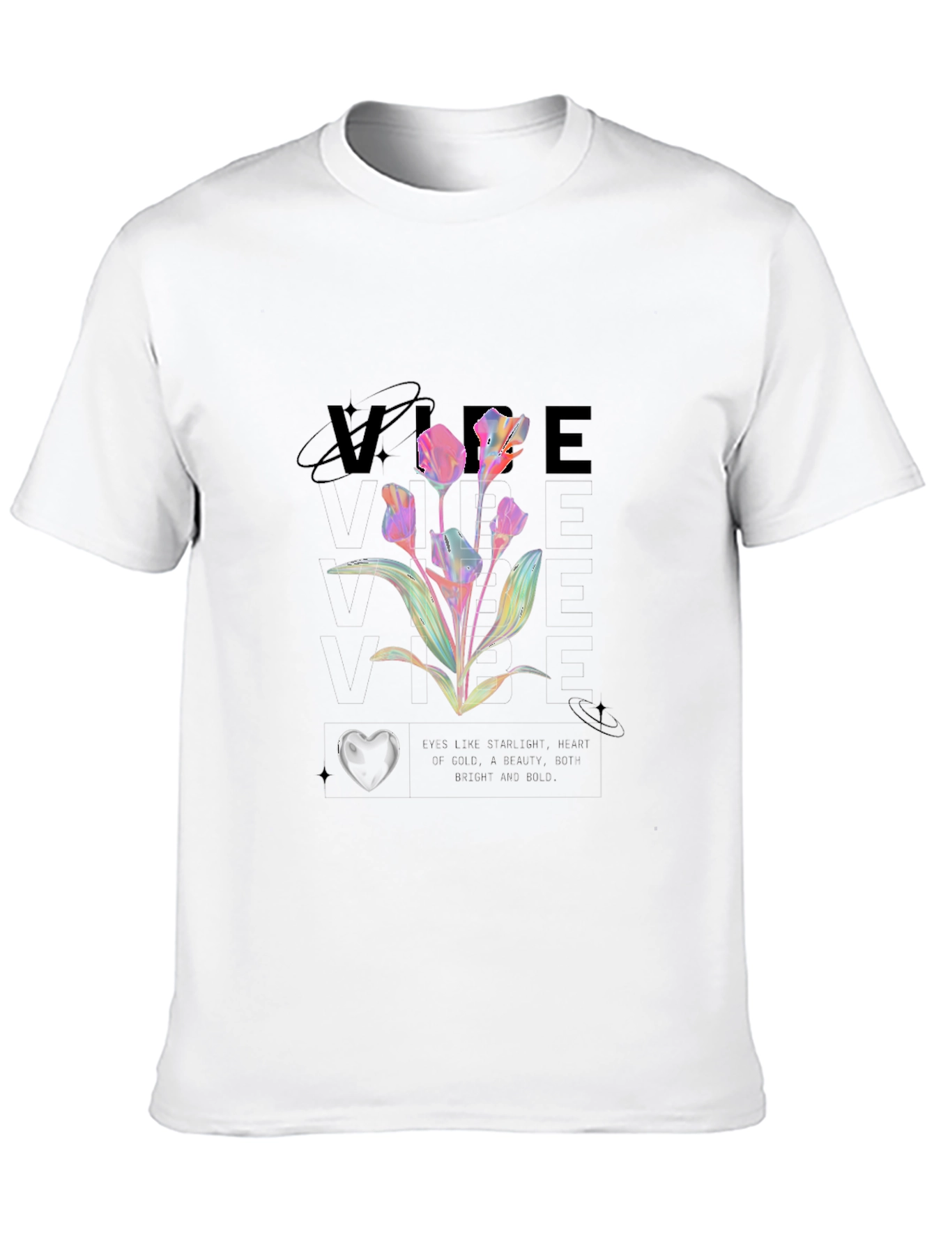 Vibe Floral Graphic Print Black Tee