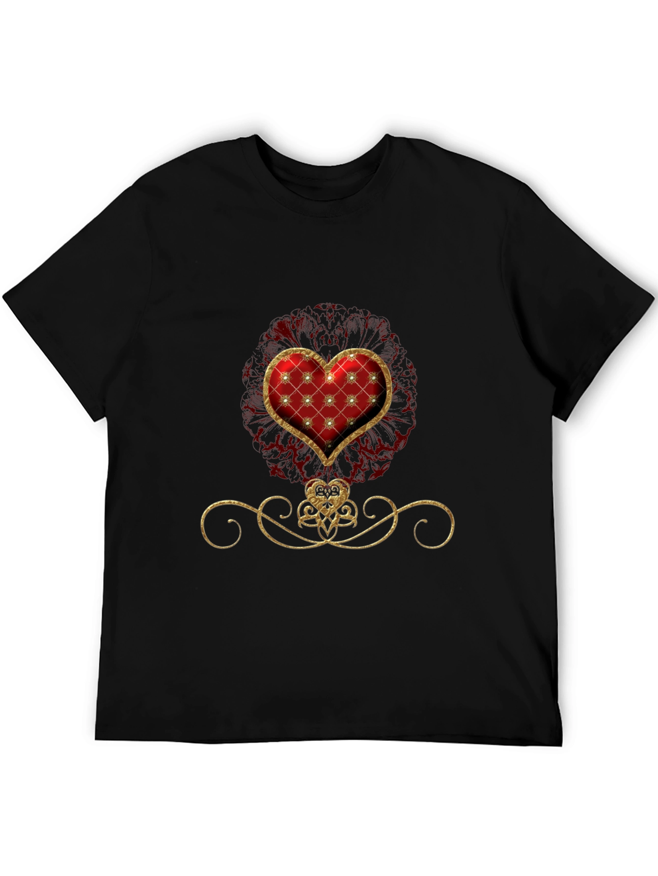 Elegant Heart Graphic Tee - Stylish Black T-Shirt