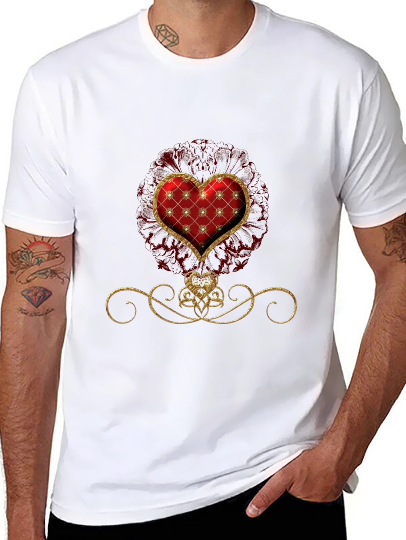 Elegant Heart Graphic Tee - Stylish Black T-Shirt