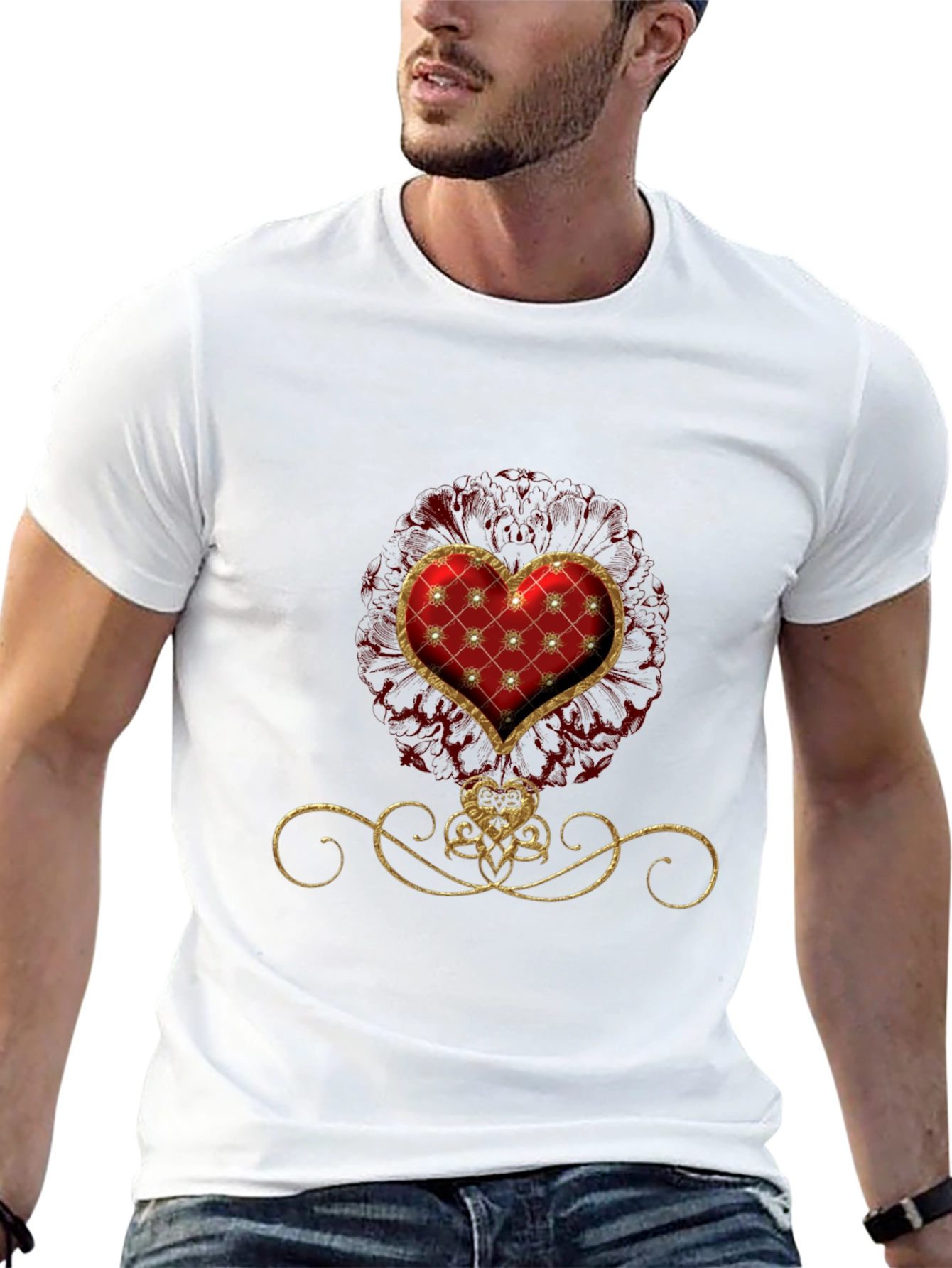 Elegant Heart Graphic Tee - Stylish Black T-Shirt