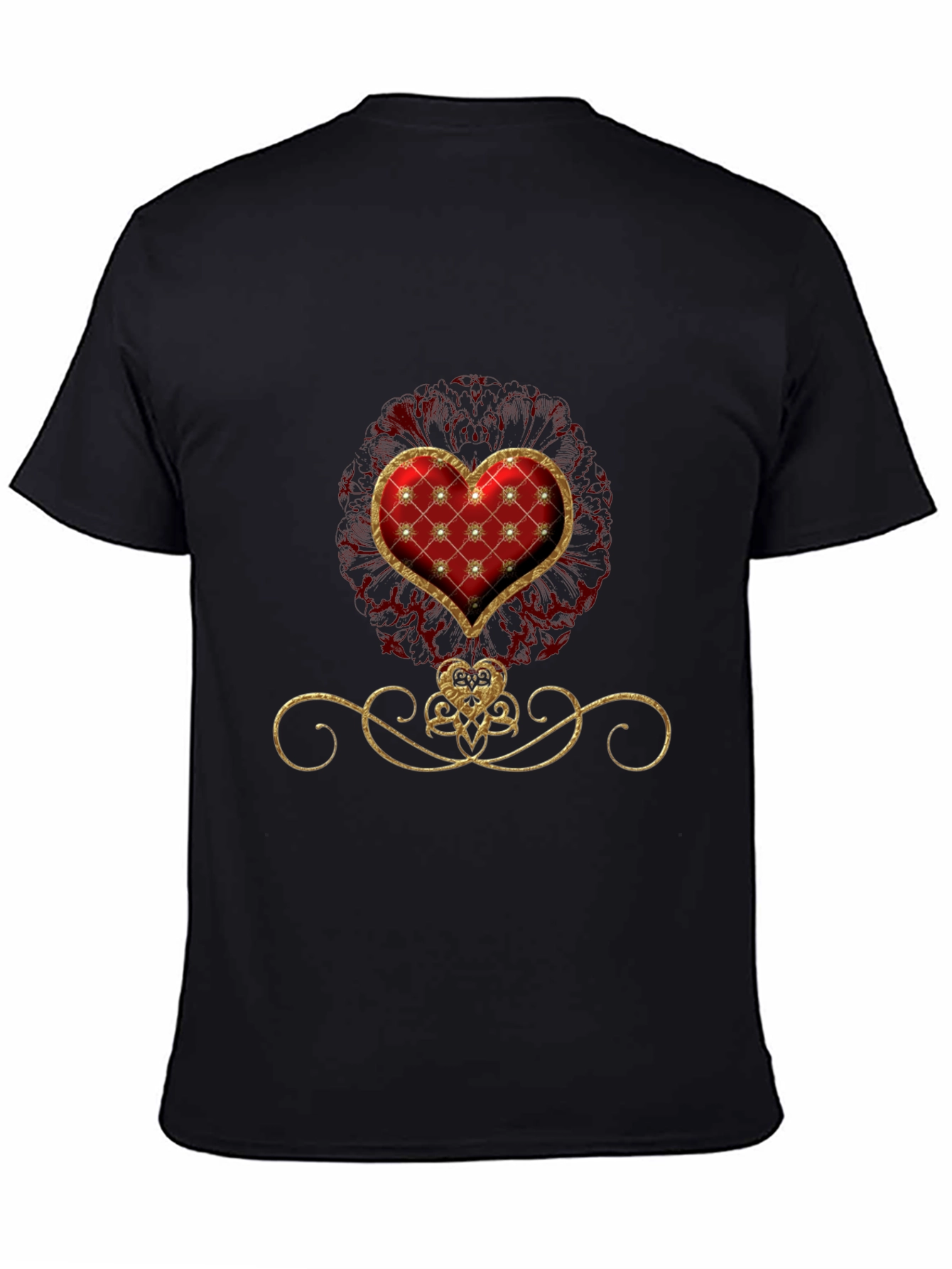 Elegant Heart Graphic Tee - Stylish Black T-Shirt