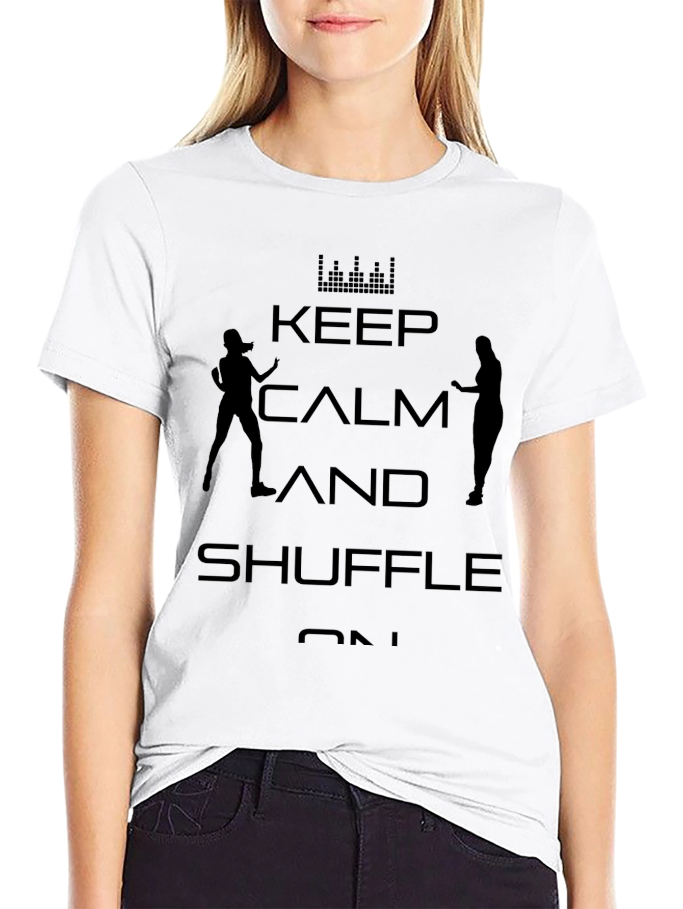 Keep Calm and Shuffle On Black Graphic Tee