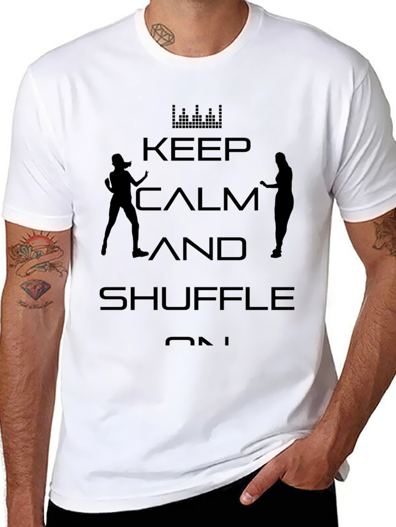 Keep Calm and Shuffle On Black Graphic Tee