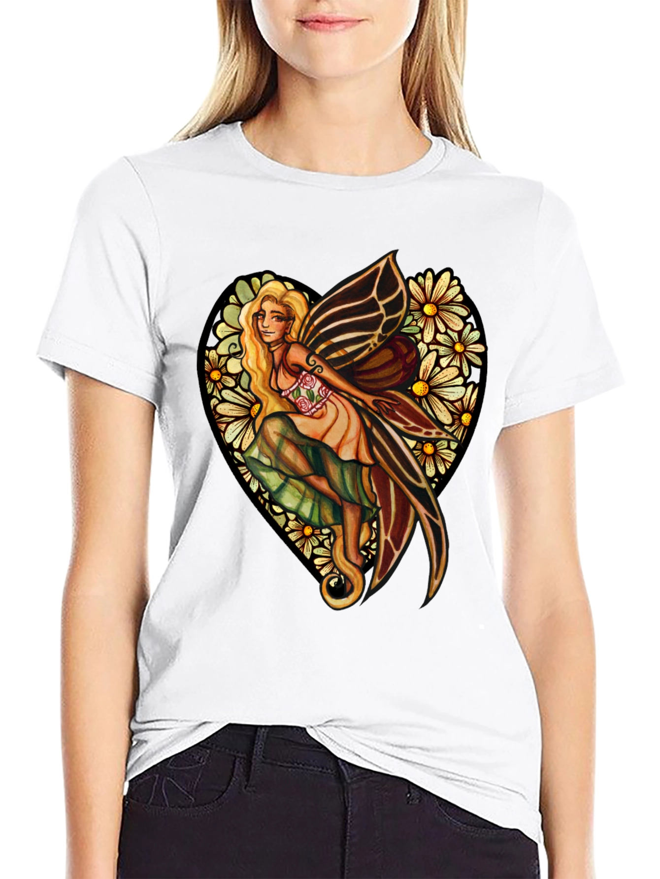 Fairy & Flowers Heart Graphic Tee