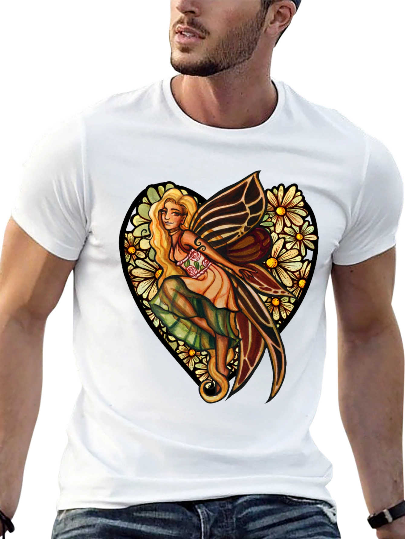 Fairy & Flowers Heart Graphic Tee
