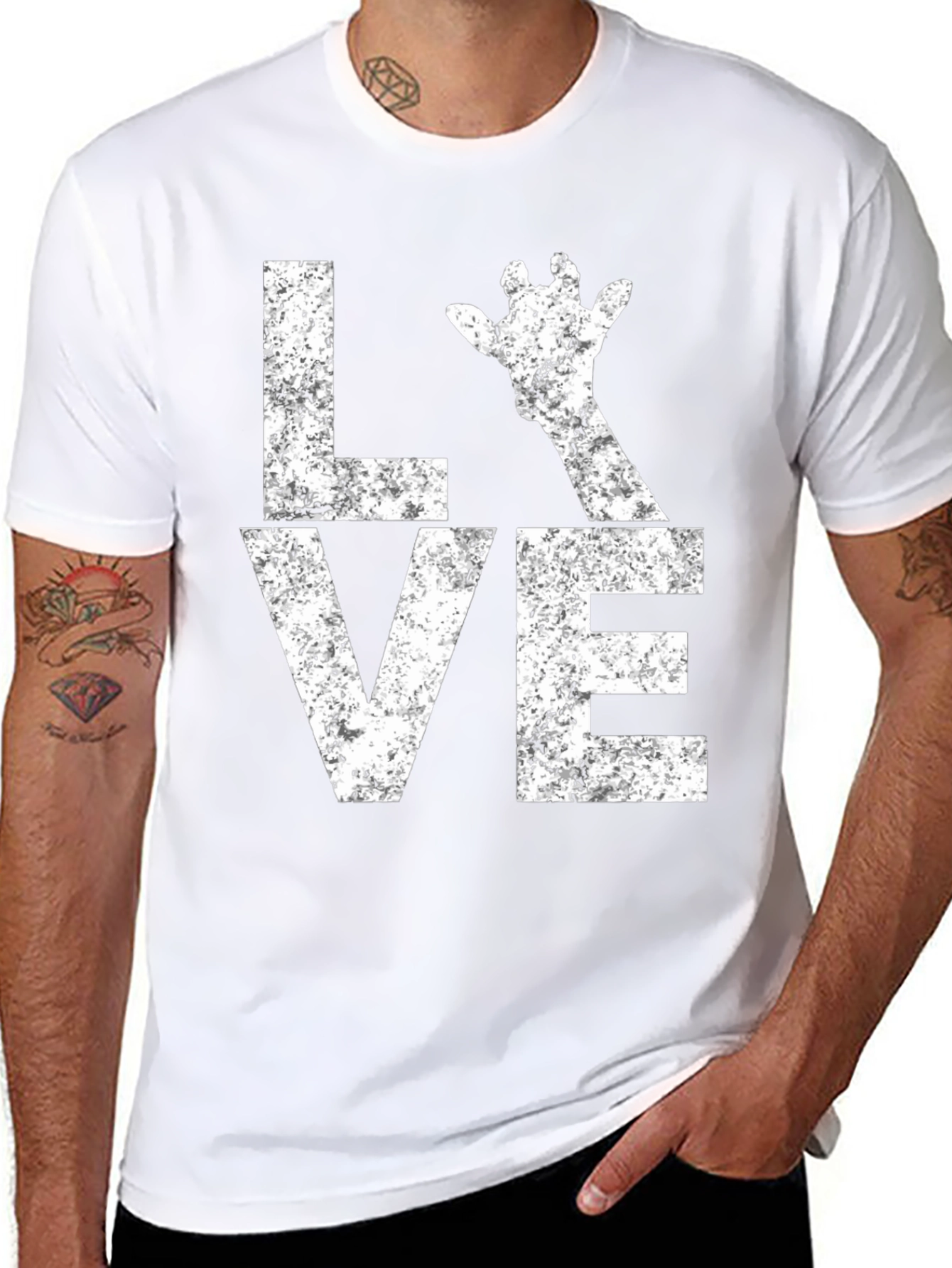 Love Giraffe Graphic Tee - Black Cotton Blend