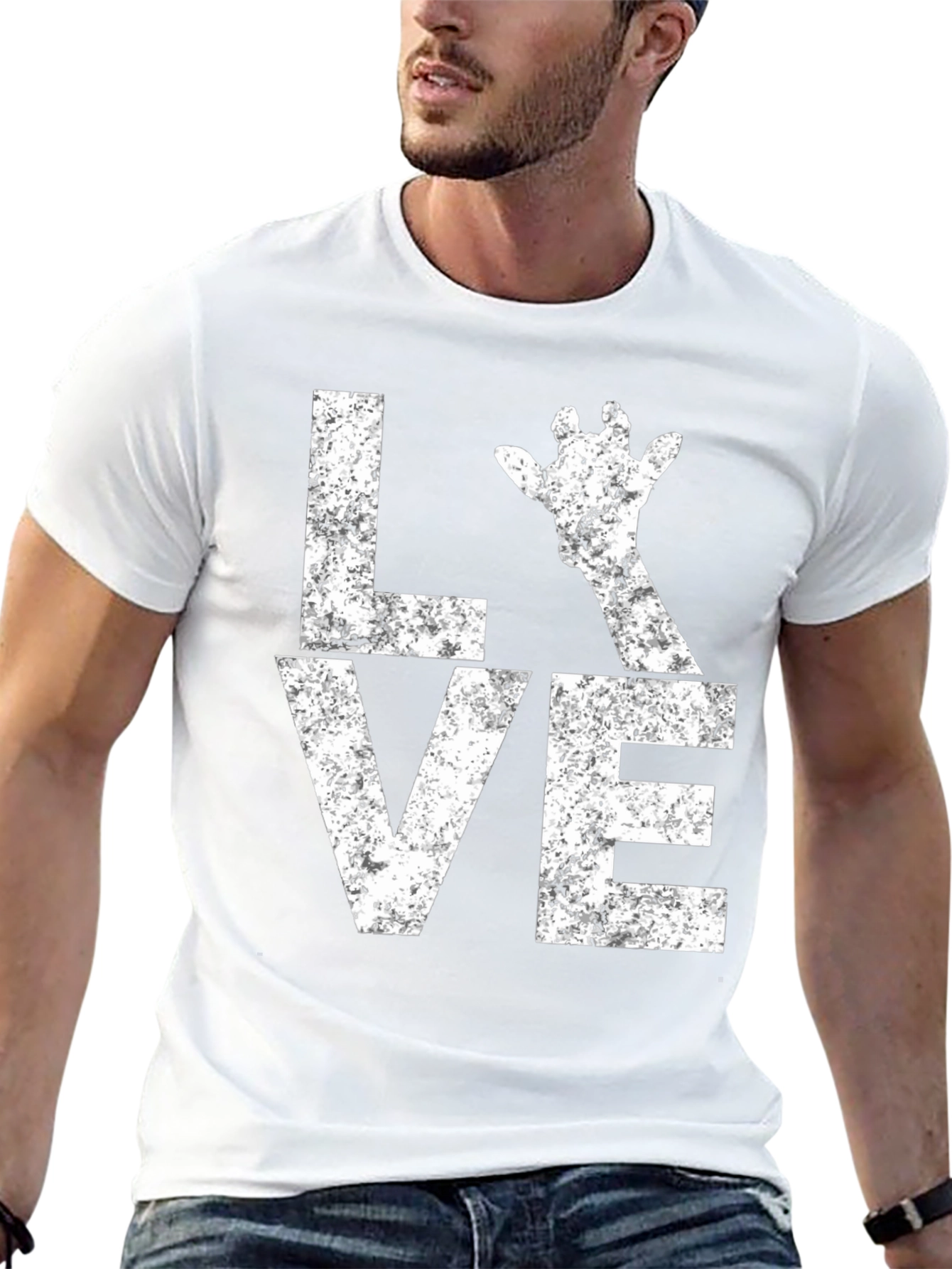 Love Giraffe Graphic Tee - Black Cotton Blend