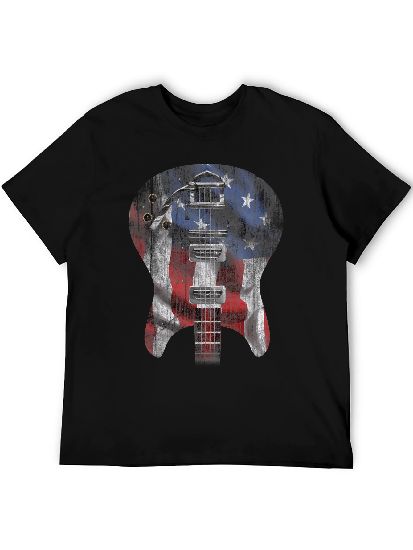 American Flag Guitar Graphic T-Shirt
