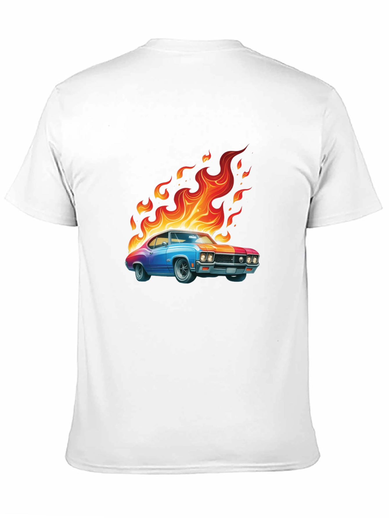 Flaming Car Graphic Tee - Cool Style