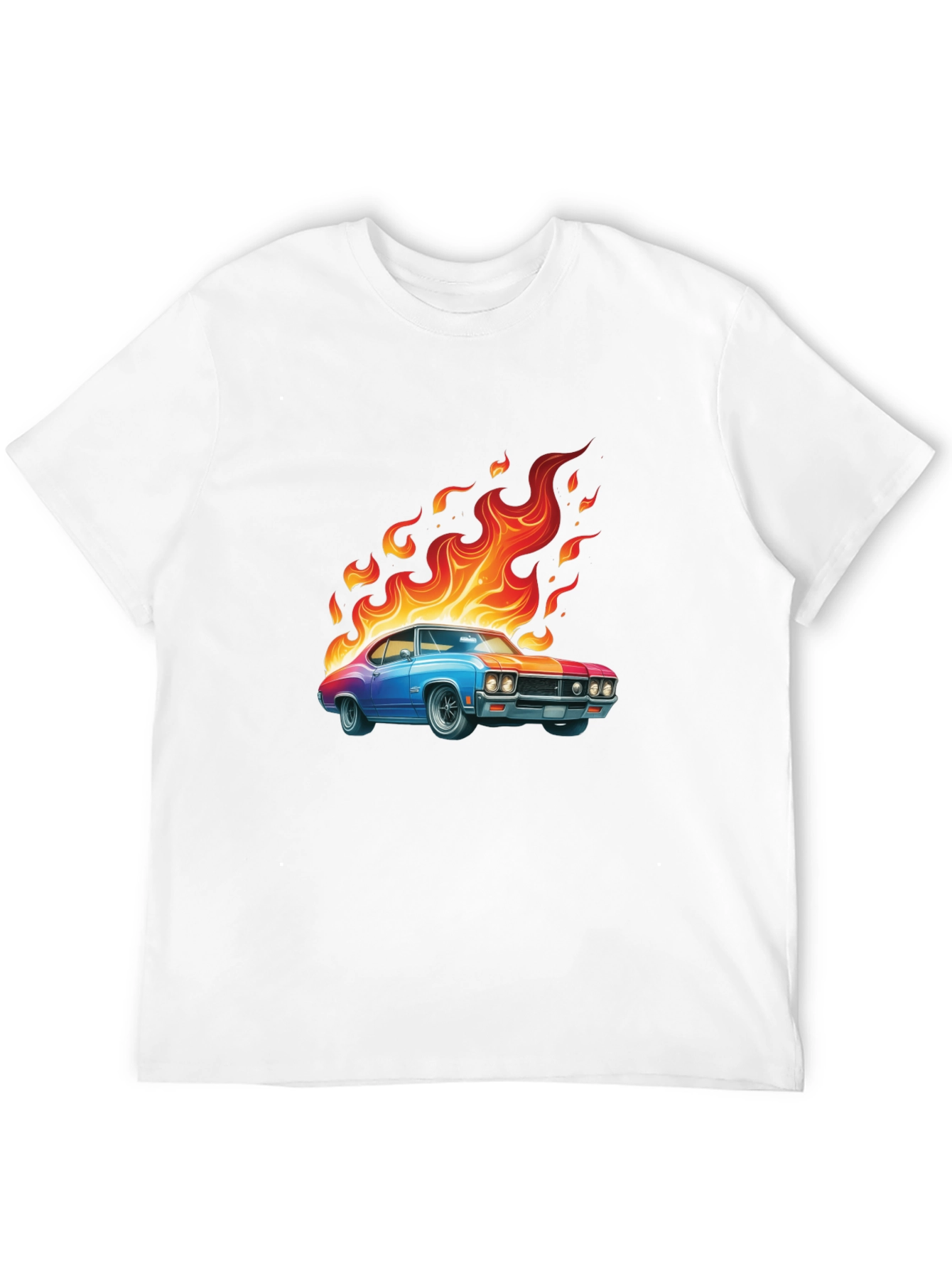 Flaming Car Graphic Tee - Cool Style