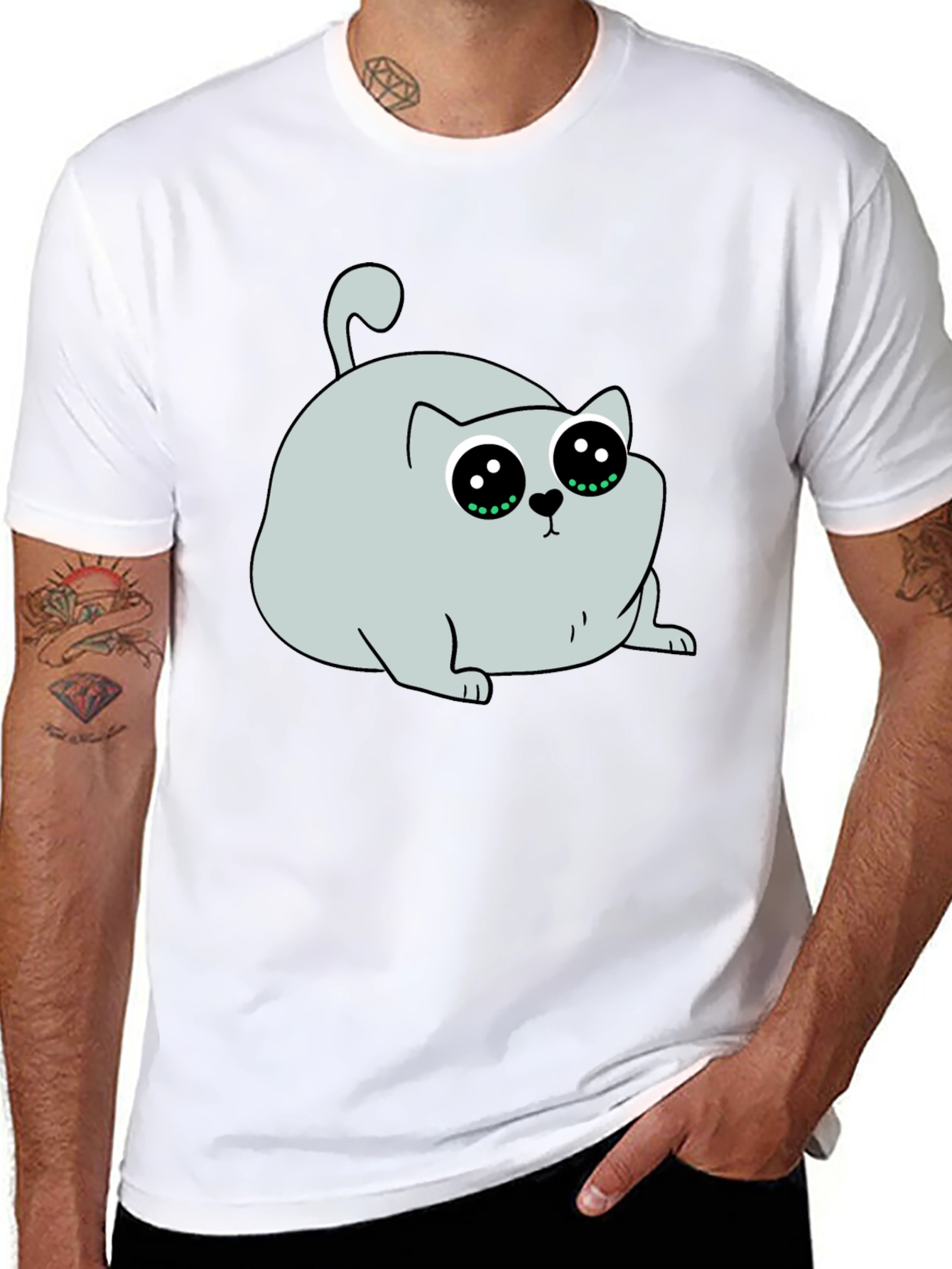 Cute Cartoon Cat Graphic T-Shirt
