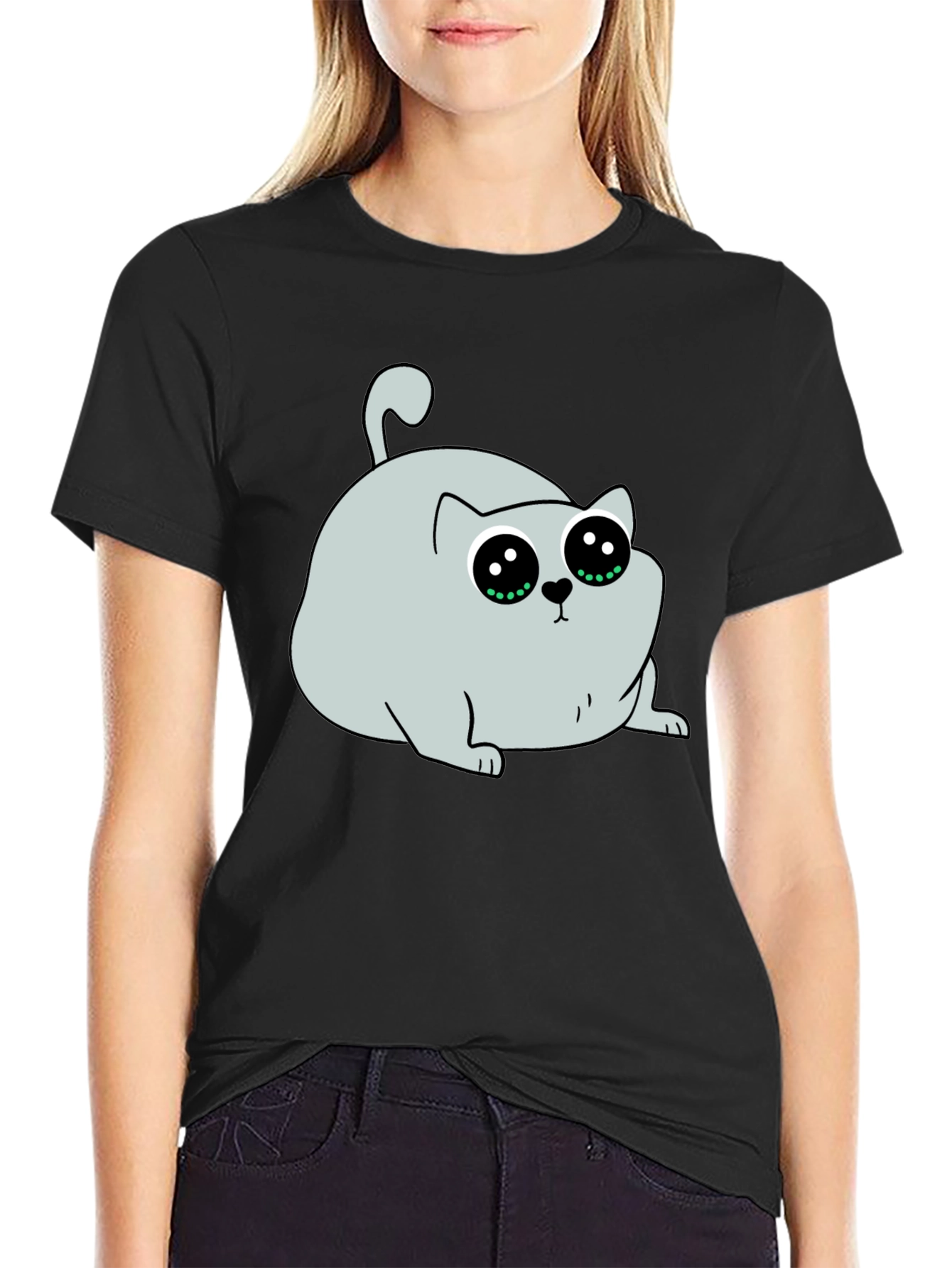 Cute Cartoon Cat Graphic T-Shirt