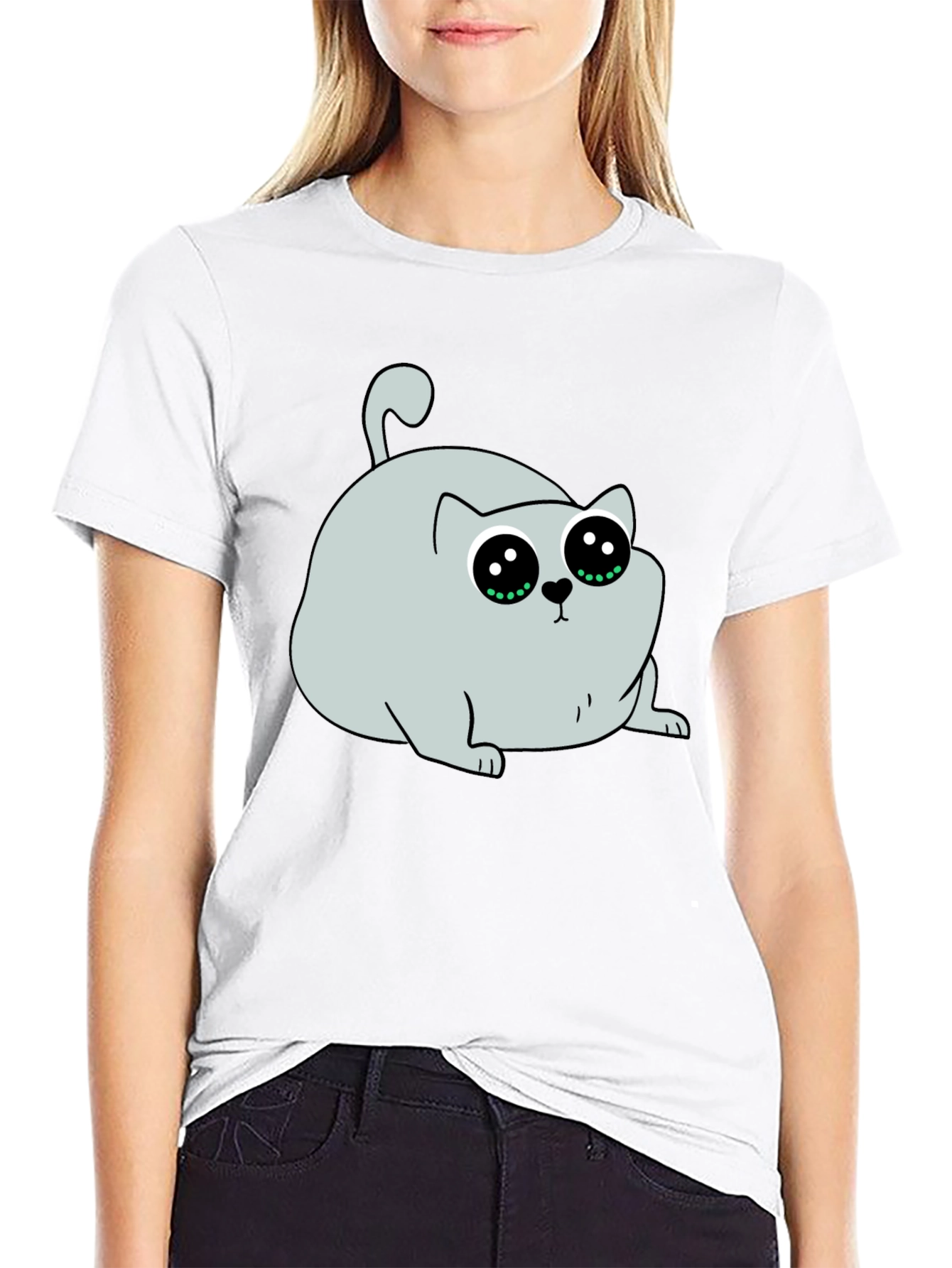 Cute Cartoon Cat Graphic T-Shirt