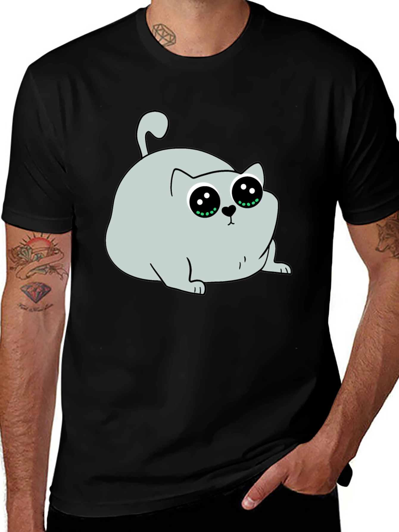 Cute Cartoon Cat Graphic T-Shirt