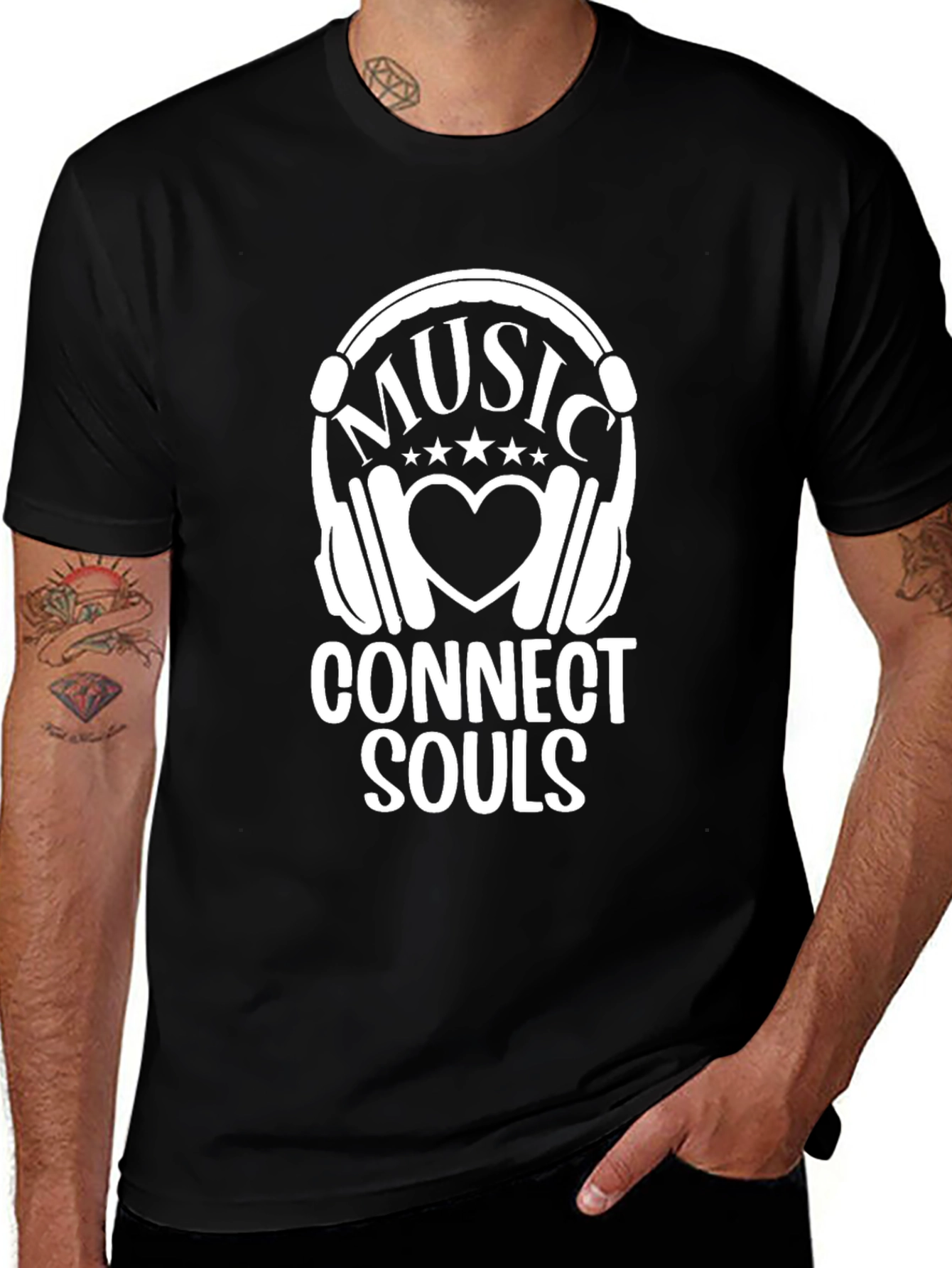 Music Connects Souls Graphic Tee - Black