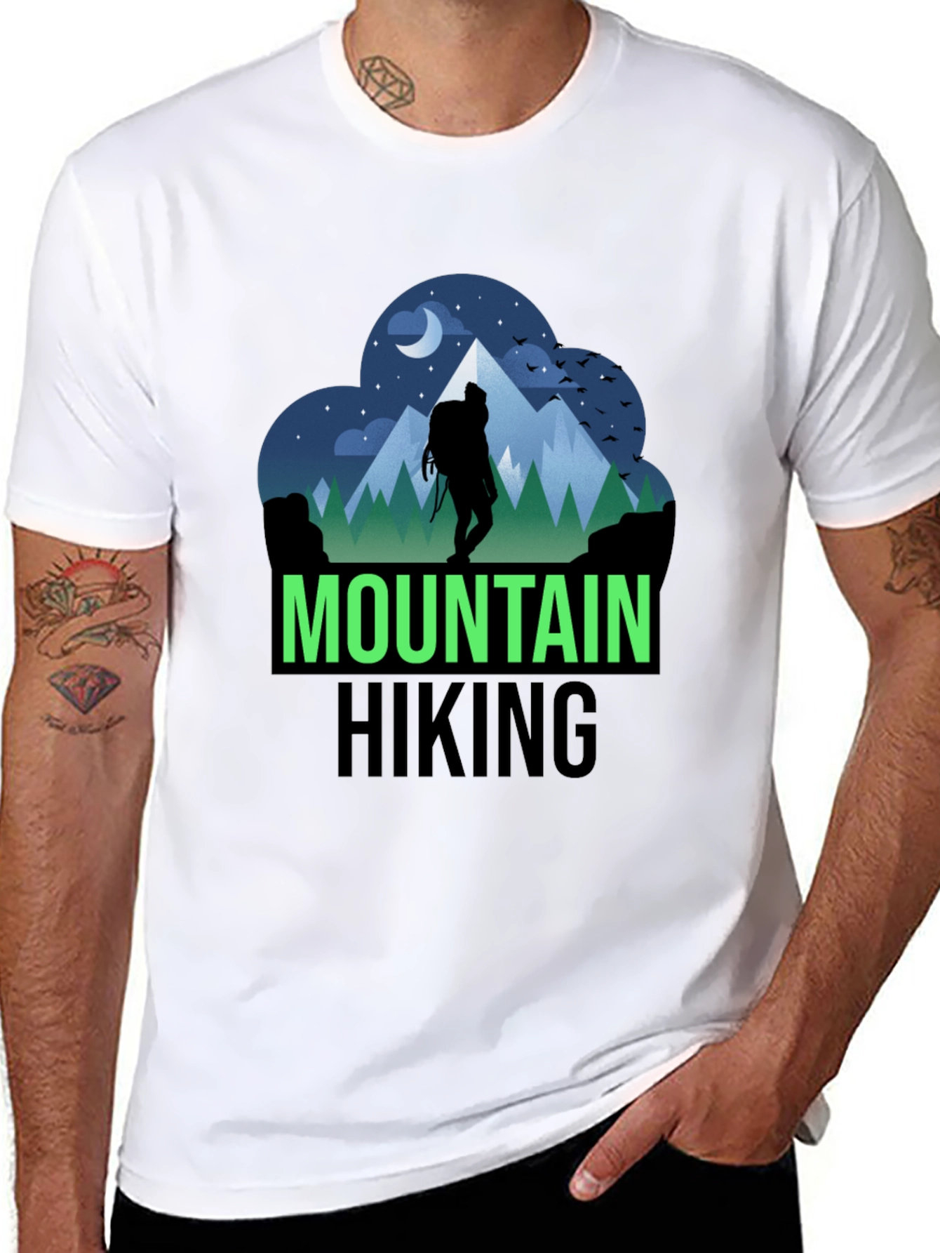 Mountain Hiking Graphic Tee - Black