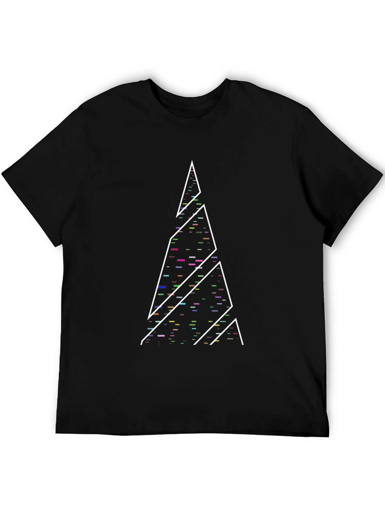 Geometric Glitch Tree Black T-Shirt