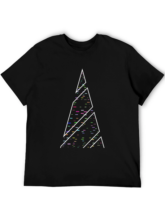 Geometric Glitch Tree Black T-Shirt