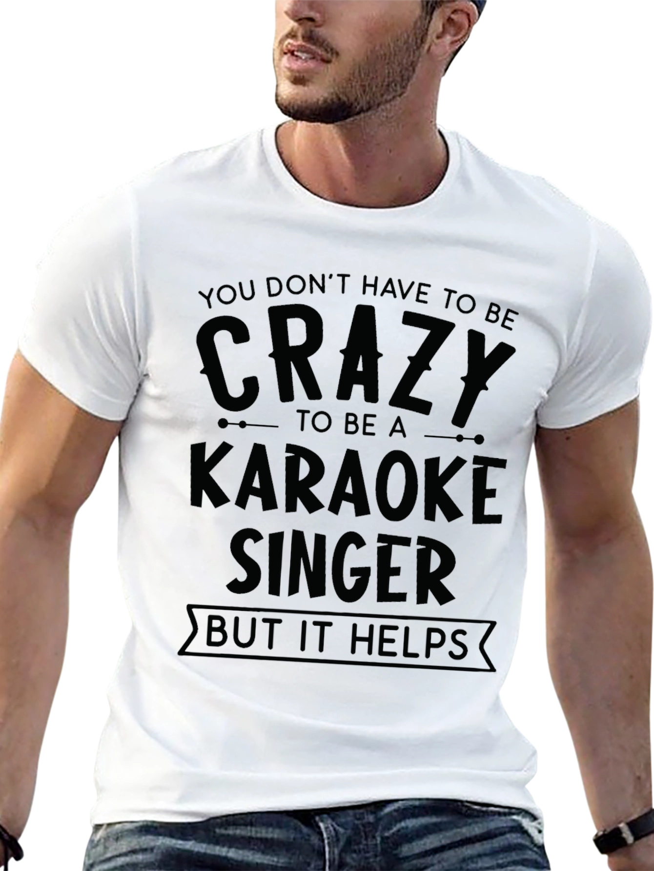 Crazy Karaoke Singer Black T-Shirt