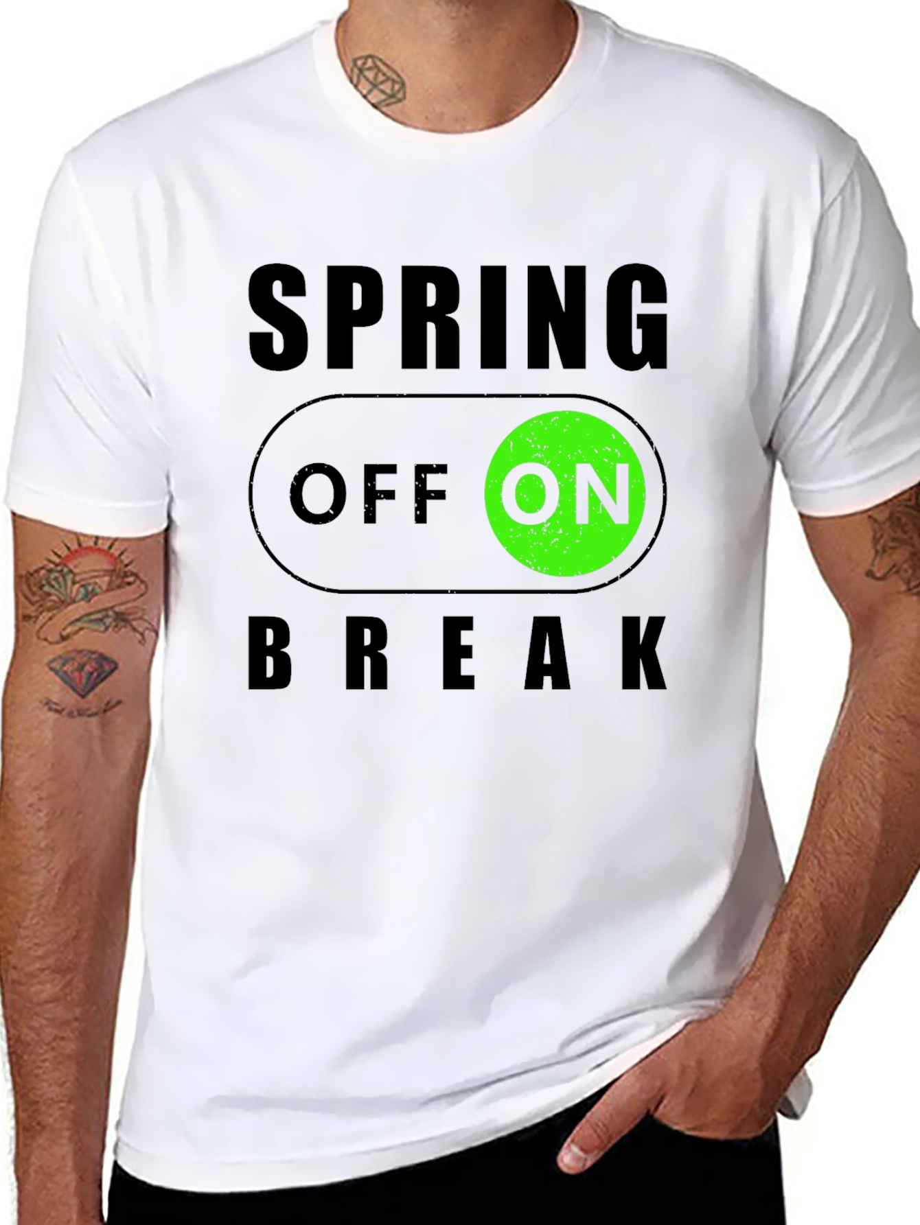 Spring Break ON/OFF Black Graphic T-Shirt