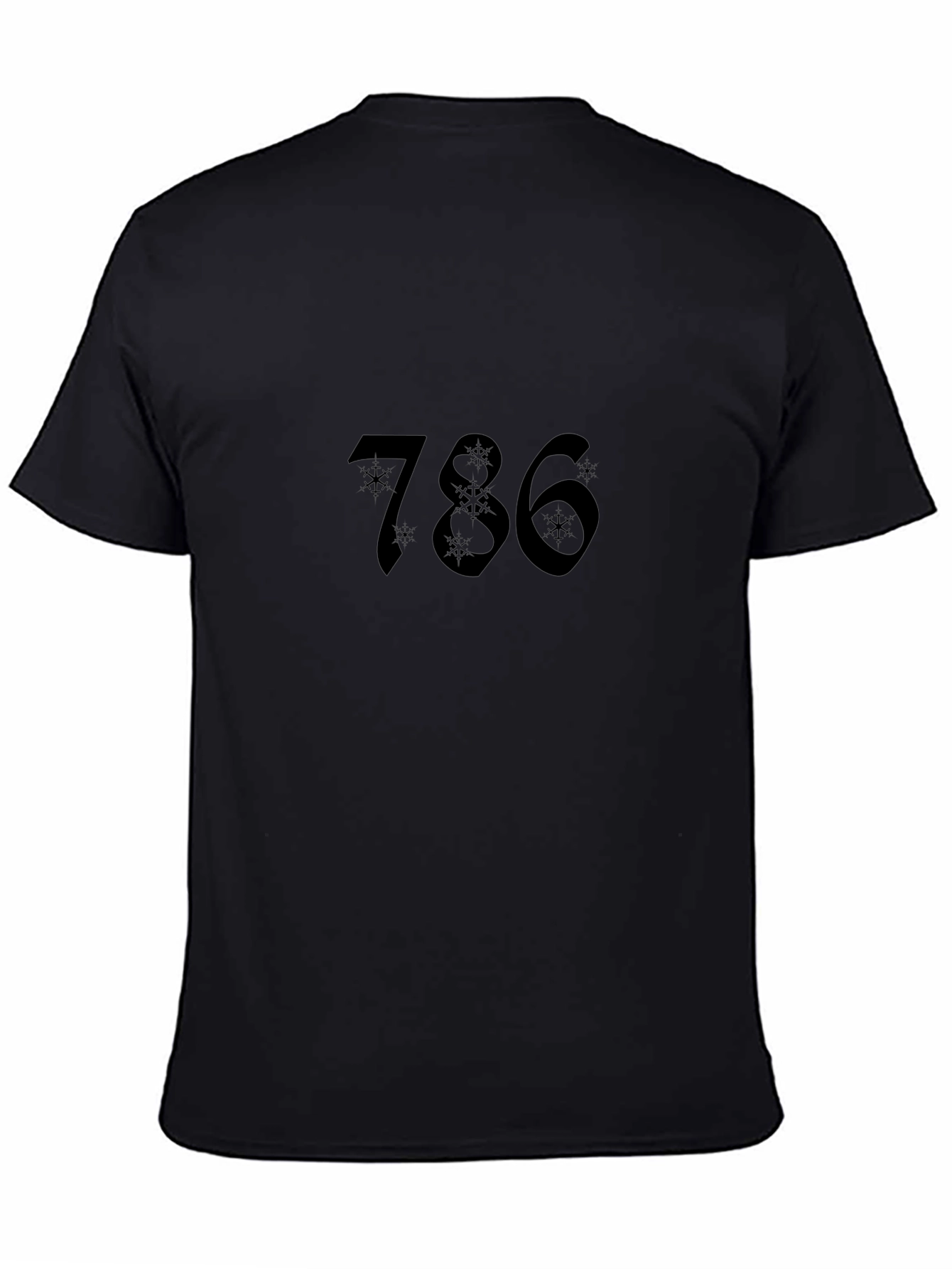 786 Snowflake Design Black T-Shirt