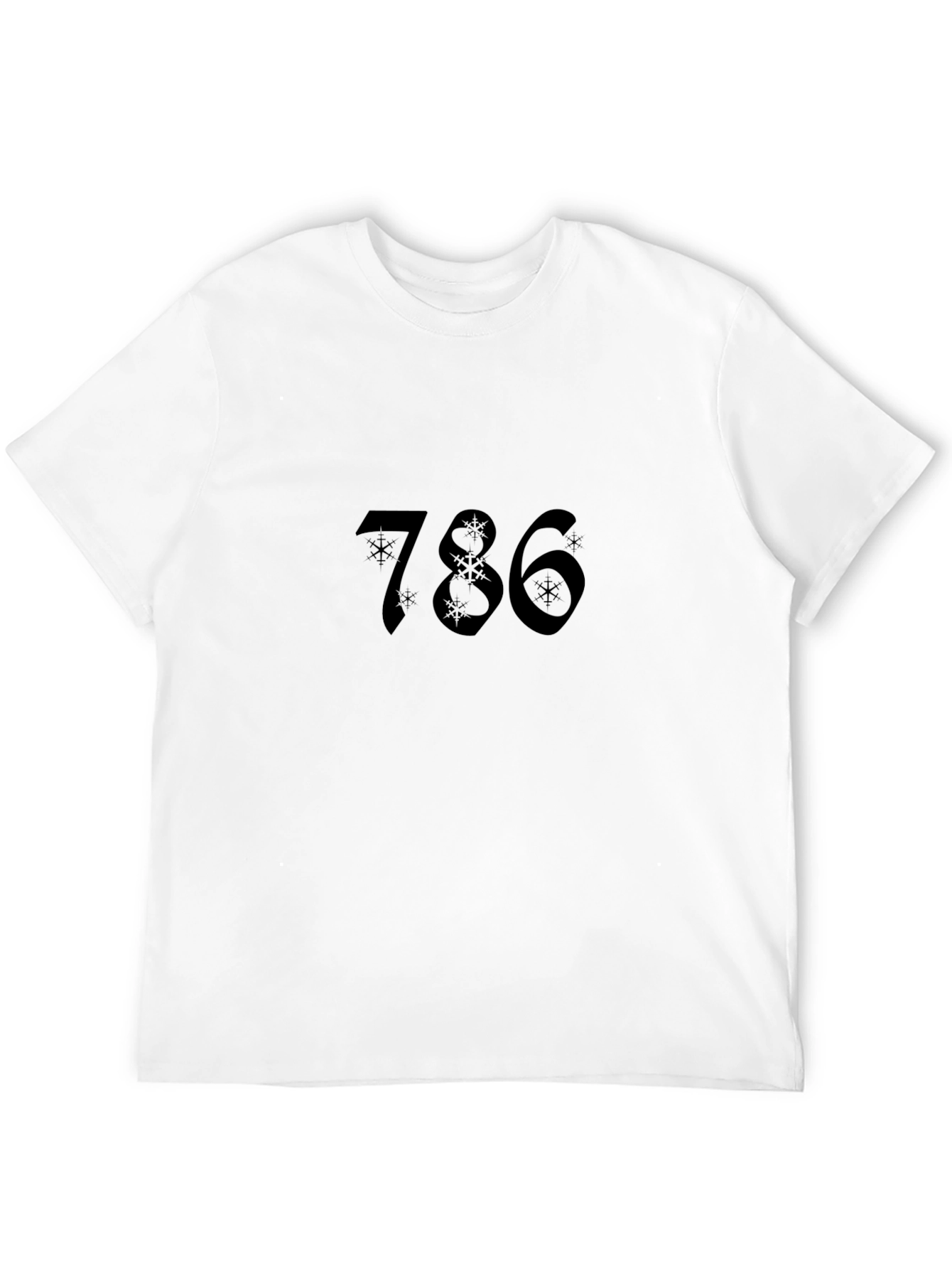 786 Snowflake Design Black T-Shirt