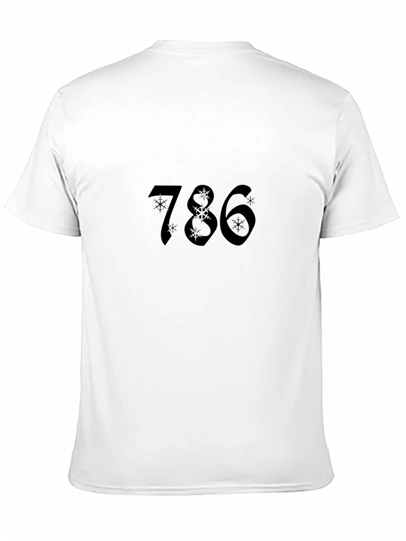 786 Snowflake Design Black T-Shirt