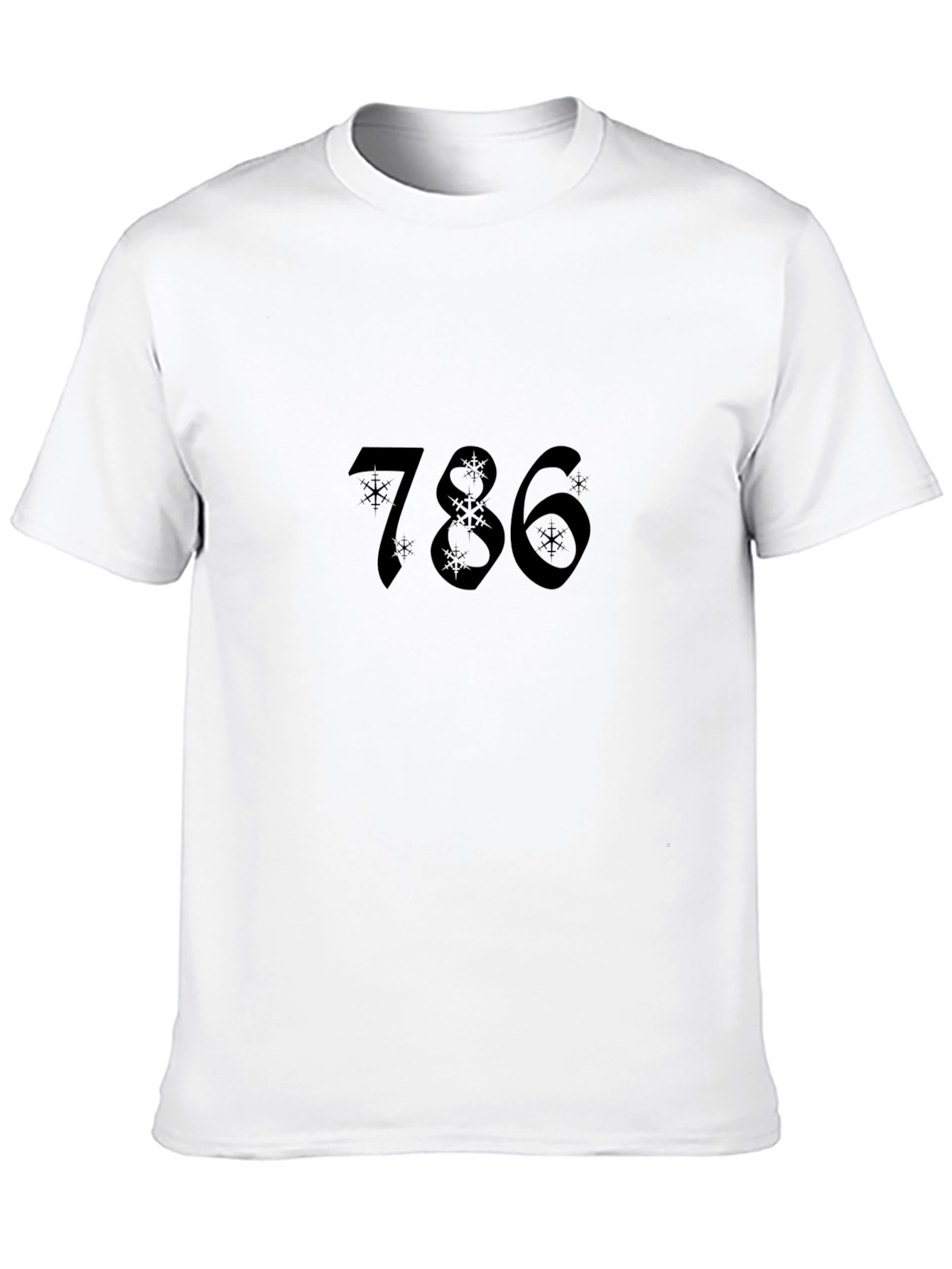 786 Snowflake Design Black T-Shirt