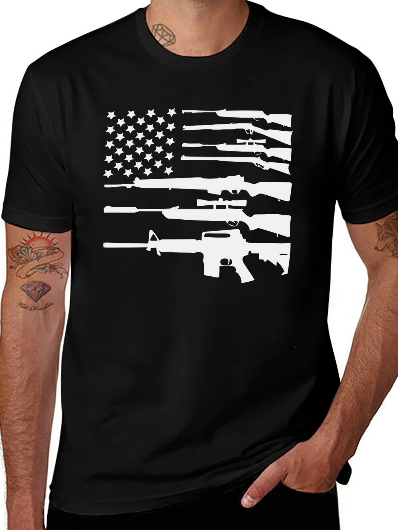 Gun Flag Graphic T-Shirt