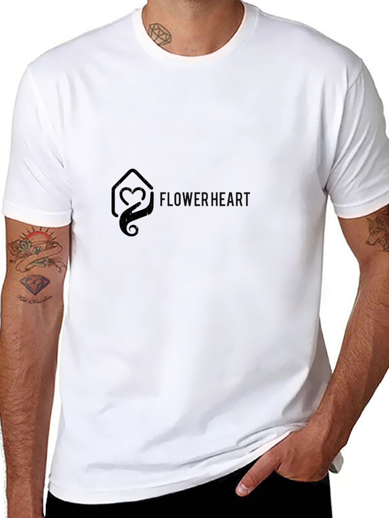 Black Flower Heart Graphic Tee - Stylish Comfort