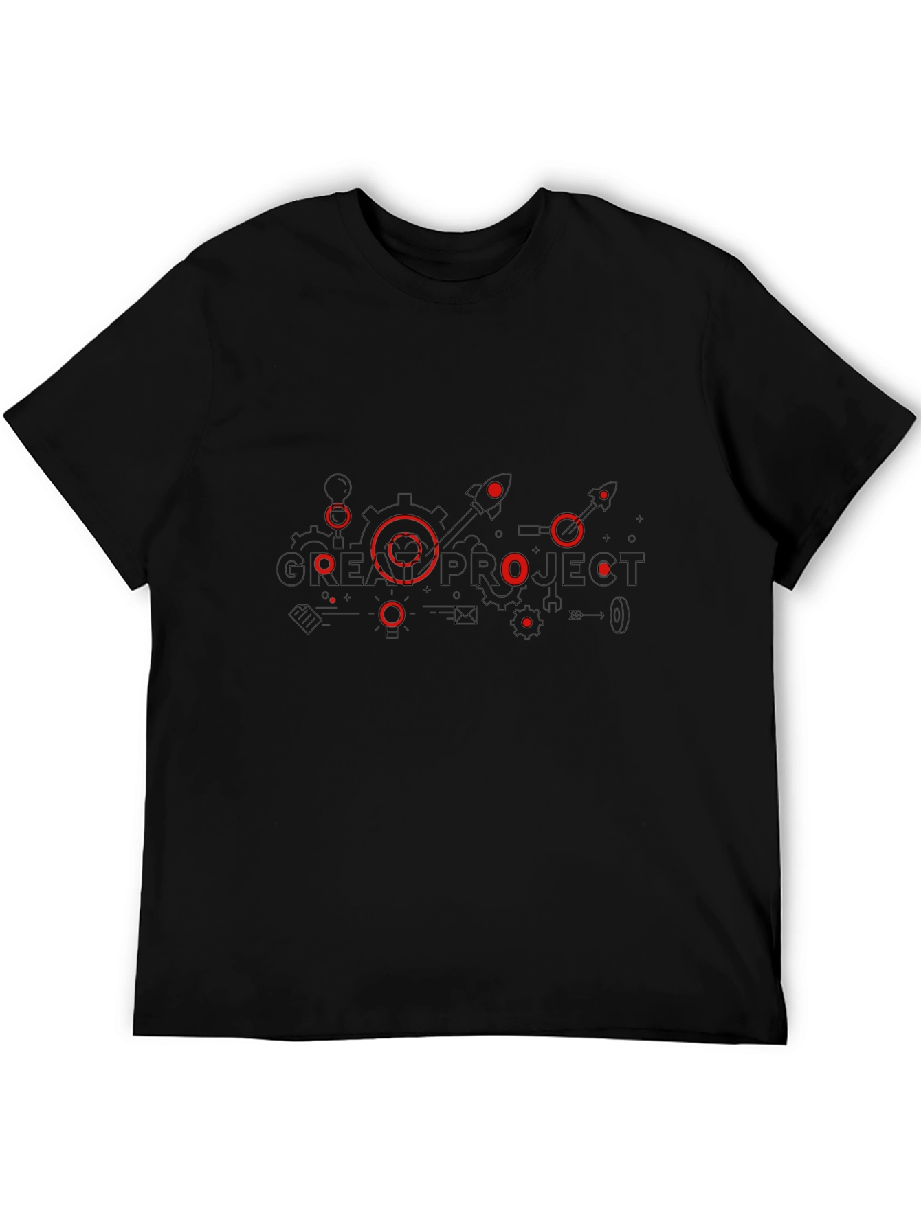 Black T-Shirt with Red Geek Project Design