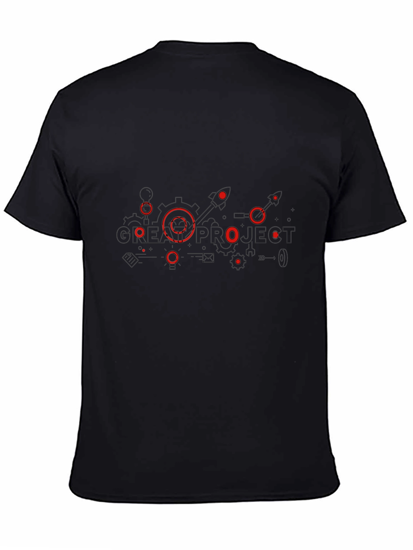 Black T-Shirt with Red Geek Project Design