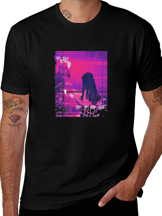 Anime Girl Cityscape Graphic T-Shirt