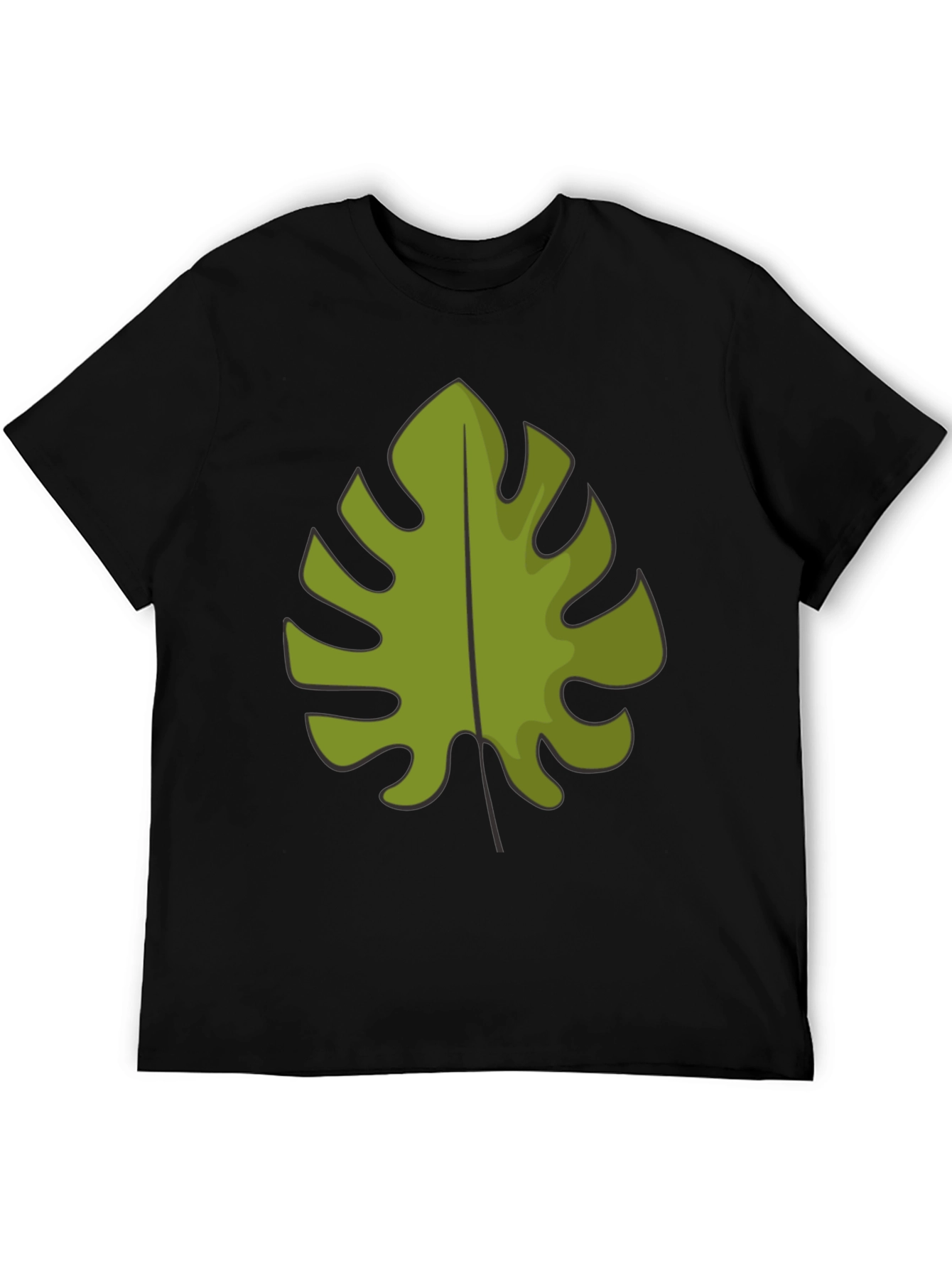 Tropical Monstera Leaf Graphic Tee - Black
