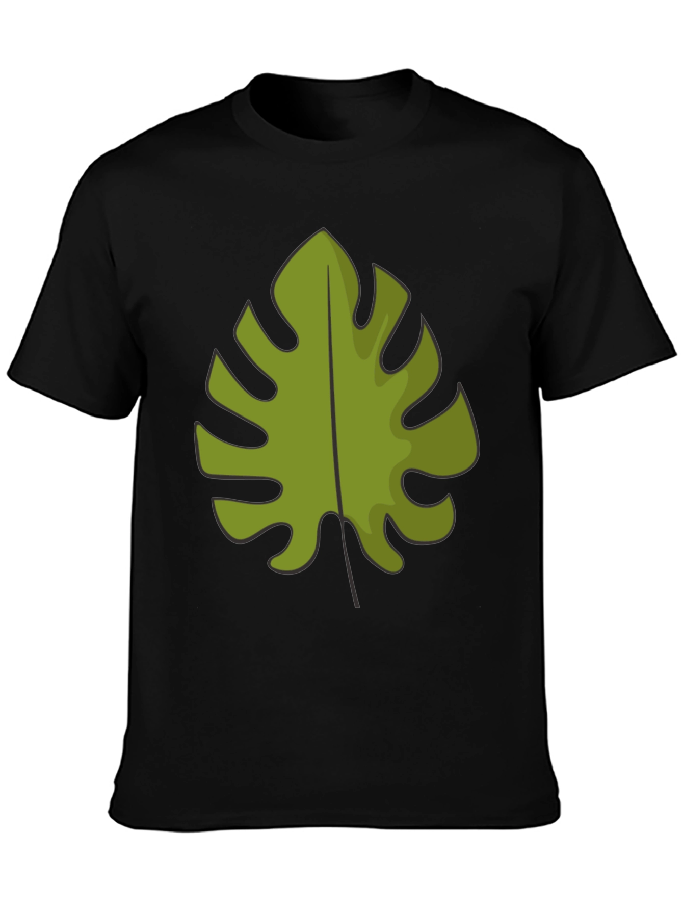 Tropical Monstera Leaf Graphic Tee - Black