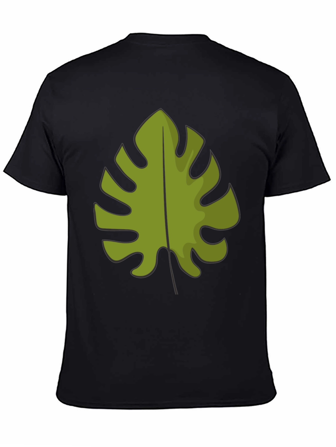 Tropical Monstera Leaf Graphic Tee - Black