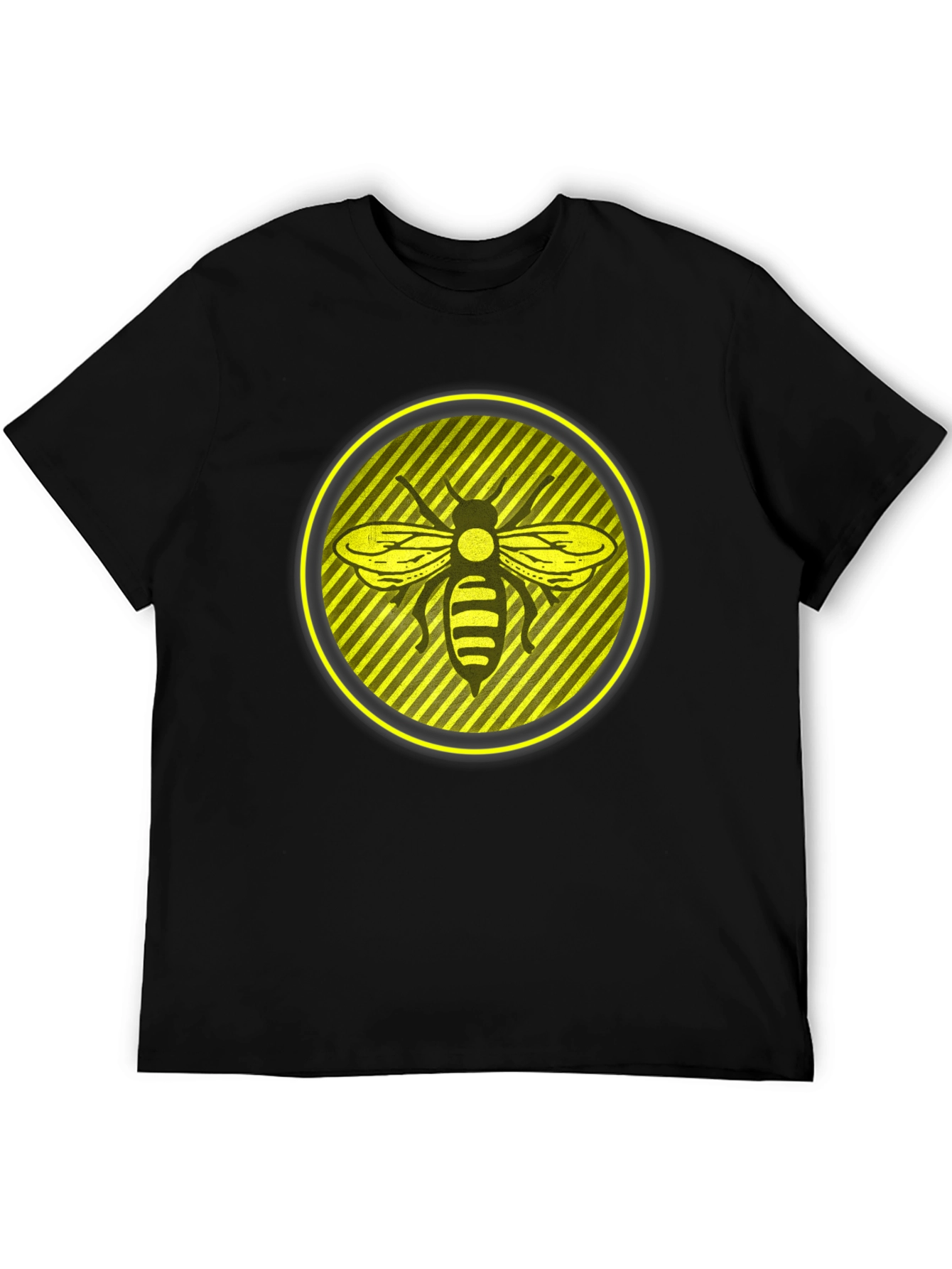 Striking Bee Graphic Tee - Black Cotton Casual Wear
