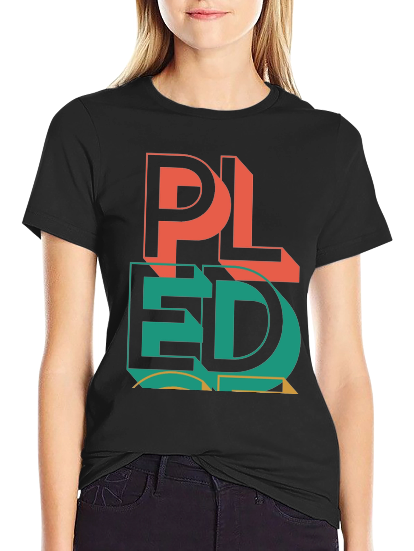 PLEDGE Graphic Print Black T-Shirt