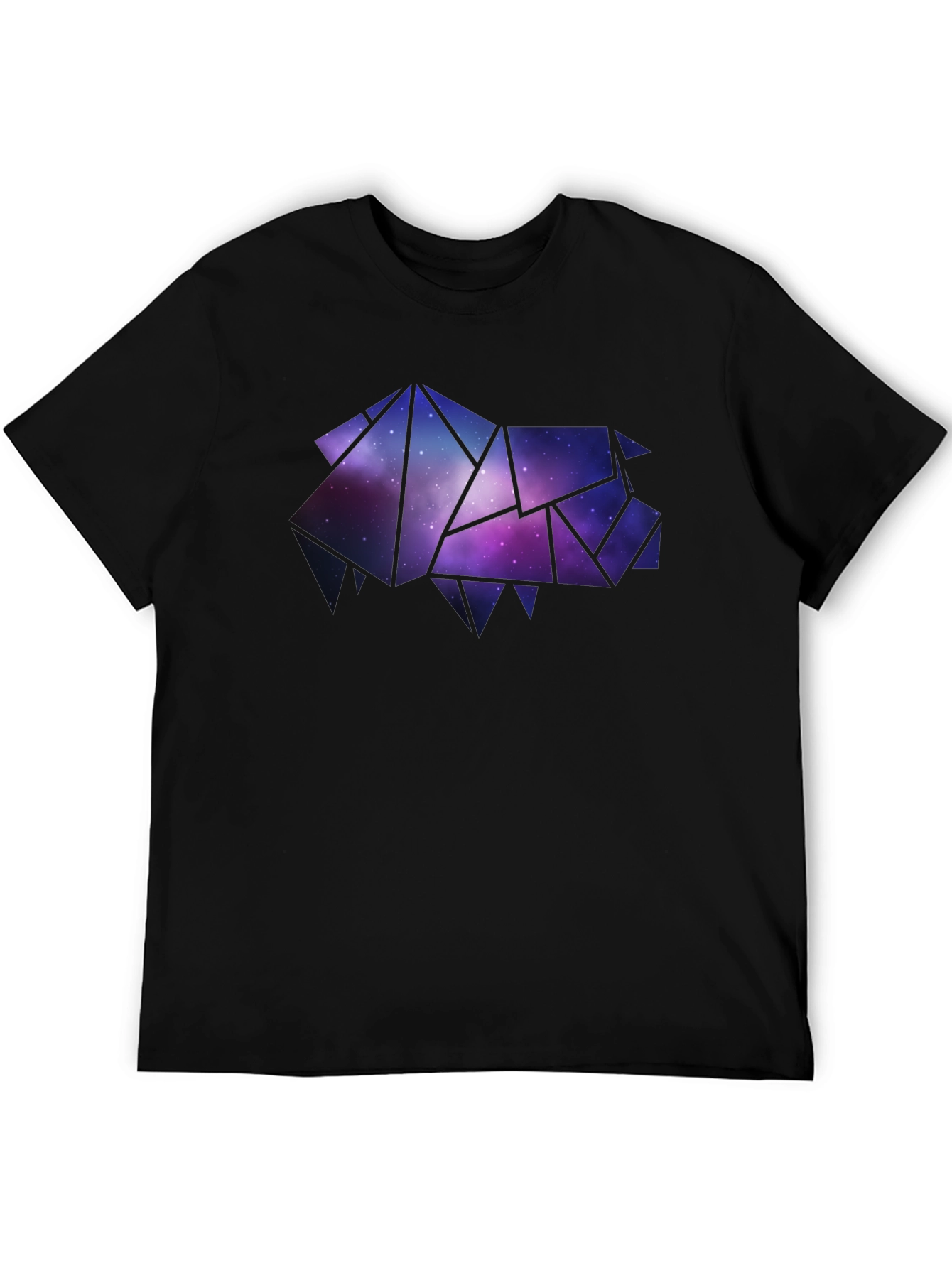 Geometric Galaxy Pig Mens Black T-Shirt