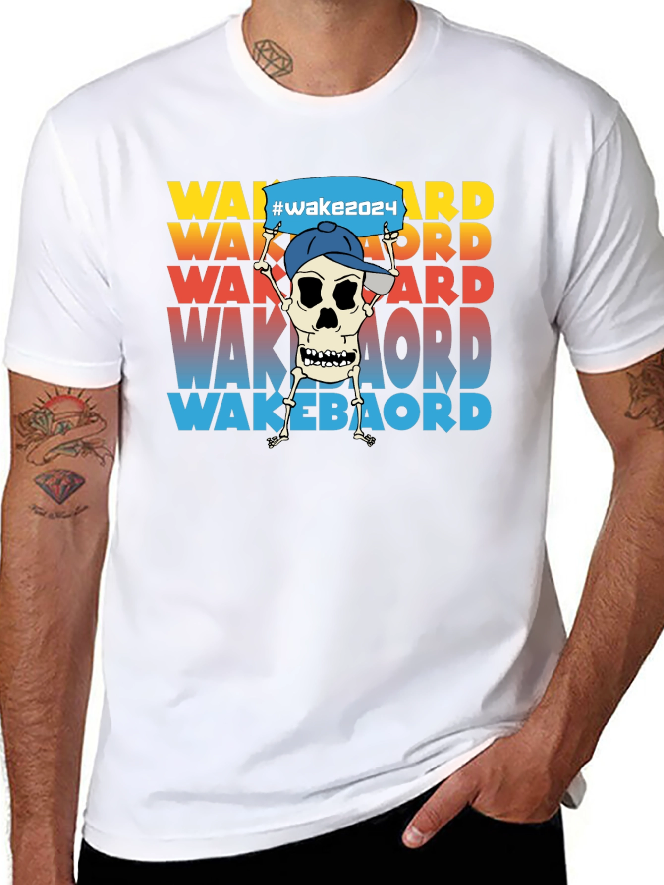 Wakeboard Skeleton Graphic T-Shirt - Unisex Tee