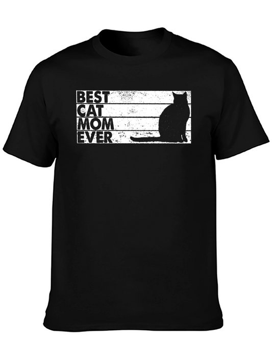 Best Cat Mom Ever T-Shirt - Black Cat Silhouette